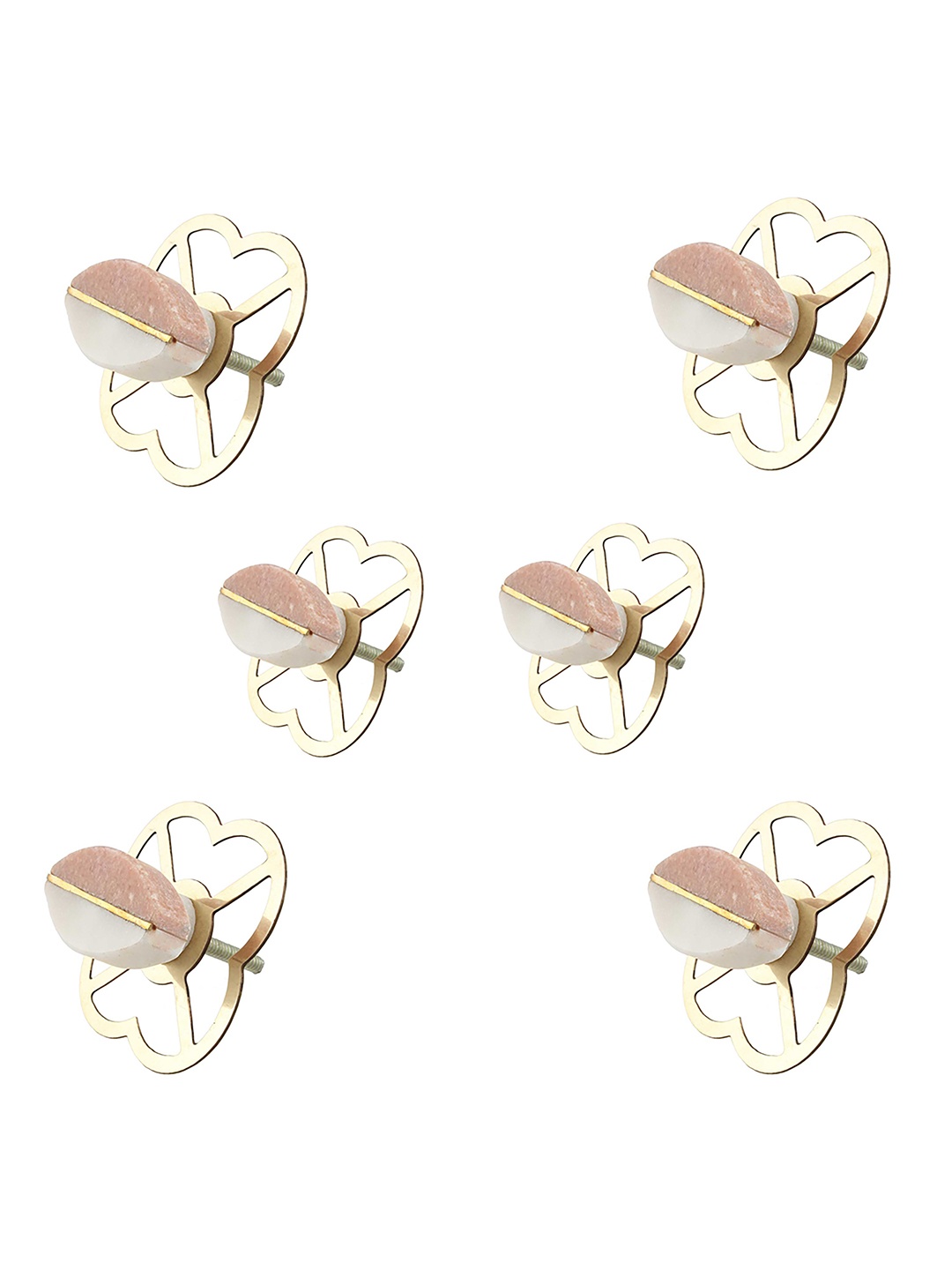 

Indianshelf Pink & White 6 Pieces Glossy Stone Natural Knobs