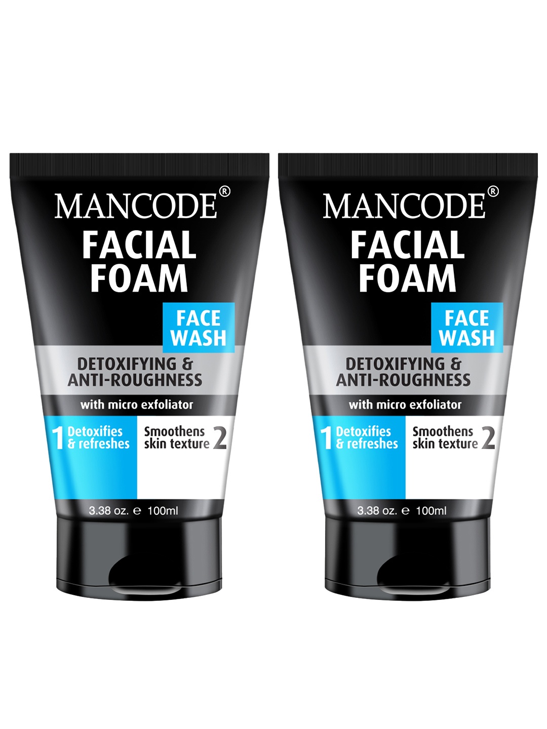 

MANCODE Set Of 2 Facial Foam Face Wash For Detoxifying & Anti Roughness - 100 ml Each, White