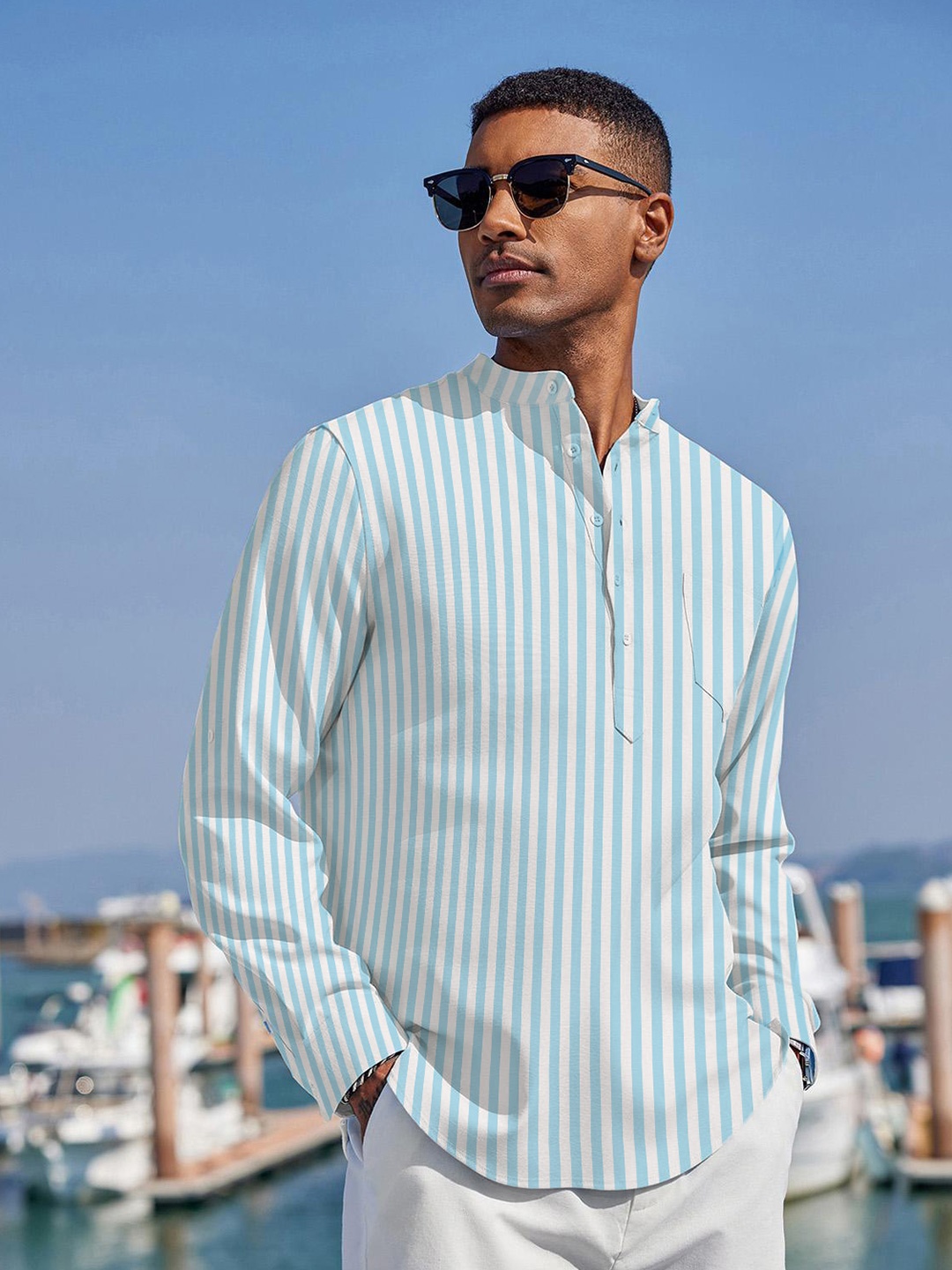 

Anouk Striped Short Kurta, Blue