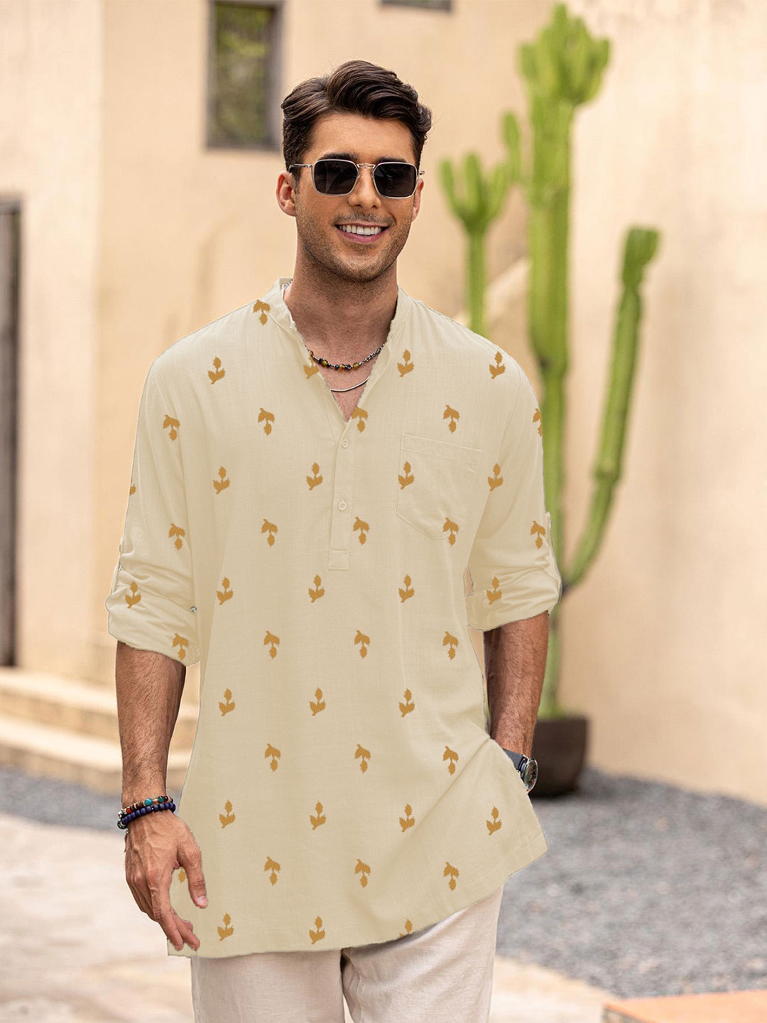 

Anouk Floral Thread Work Kurta, Cream