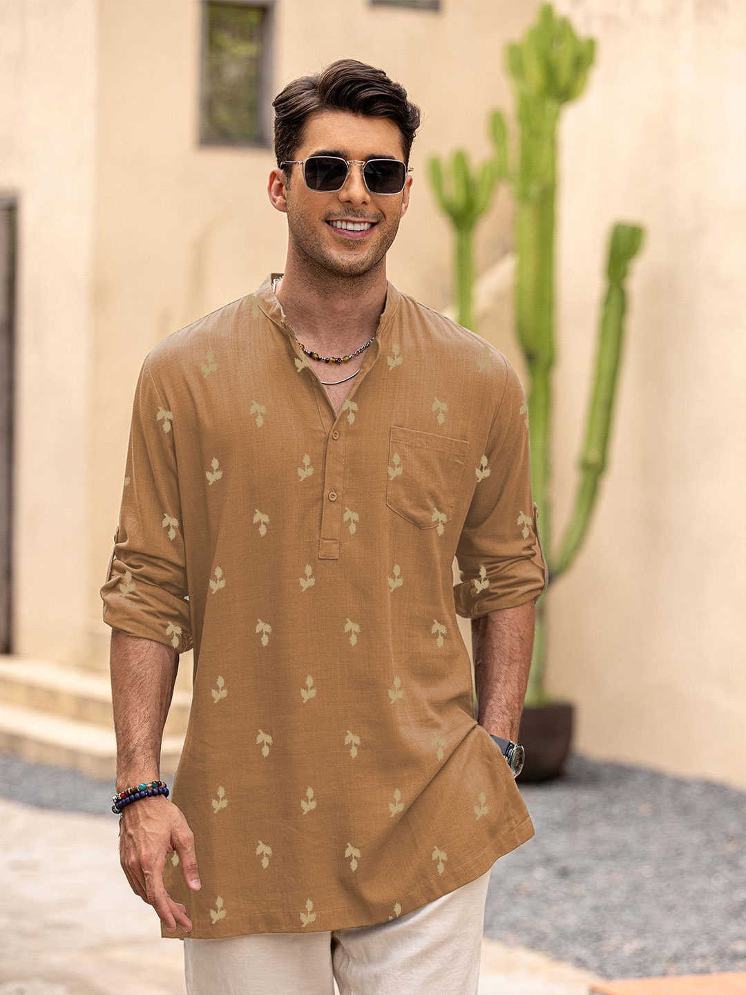 

Anouk Floral Thread Work Kurta, Brown