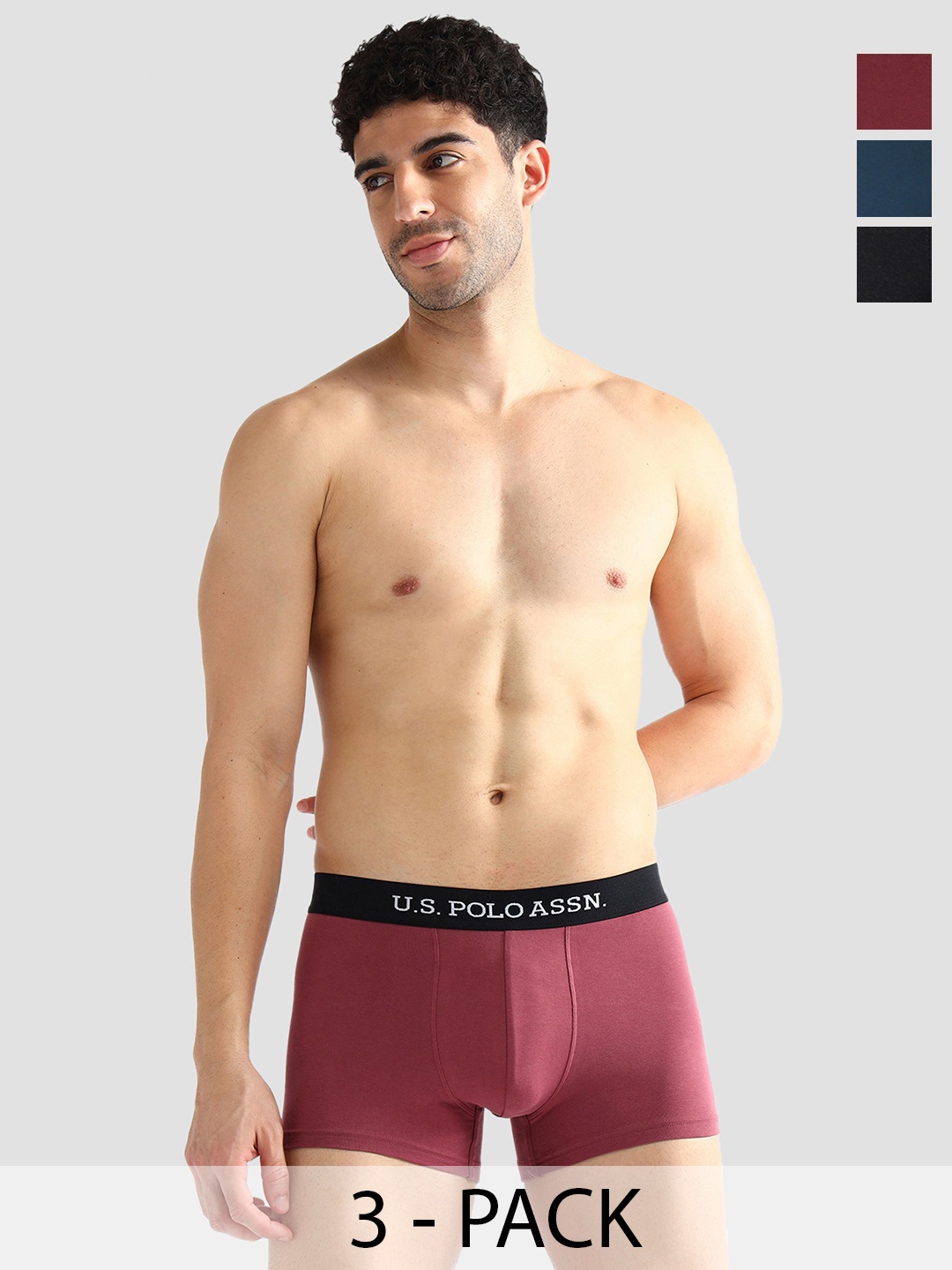 

U.S. Polo Assn. Pack Of 3 Mid-Rise Breathability Short Trunk OET13-GPN-P3, Blue