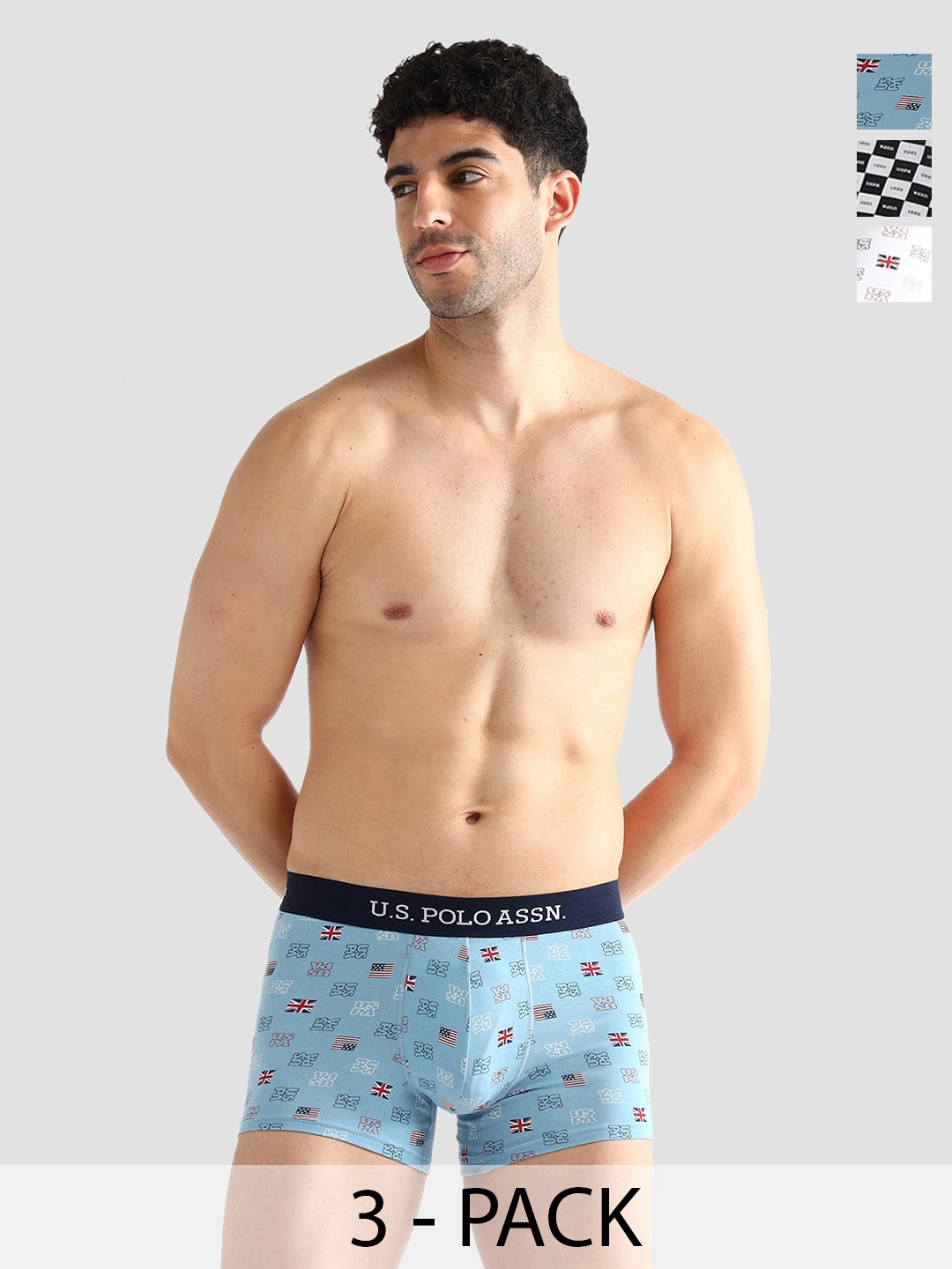 

U.S. Polo Assn. Pack Of 3 Printed Trunks - OET14-BWW-P3, White