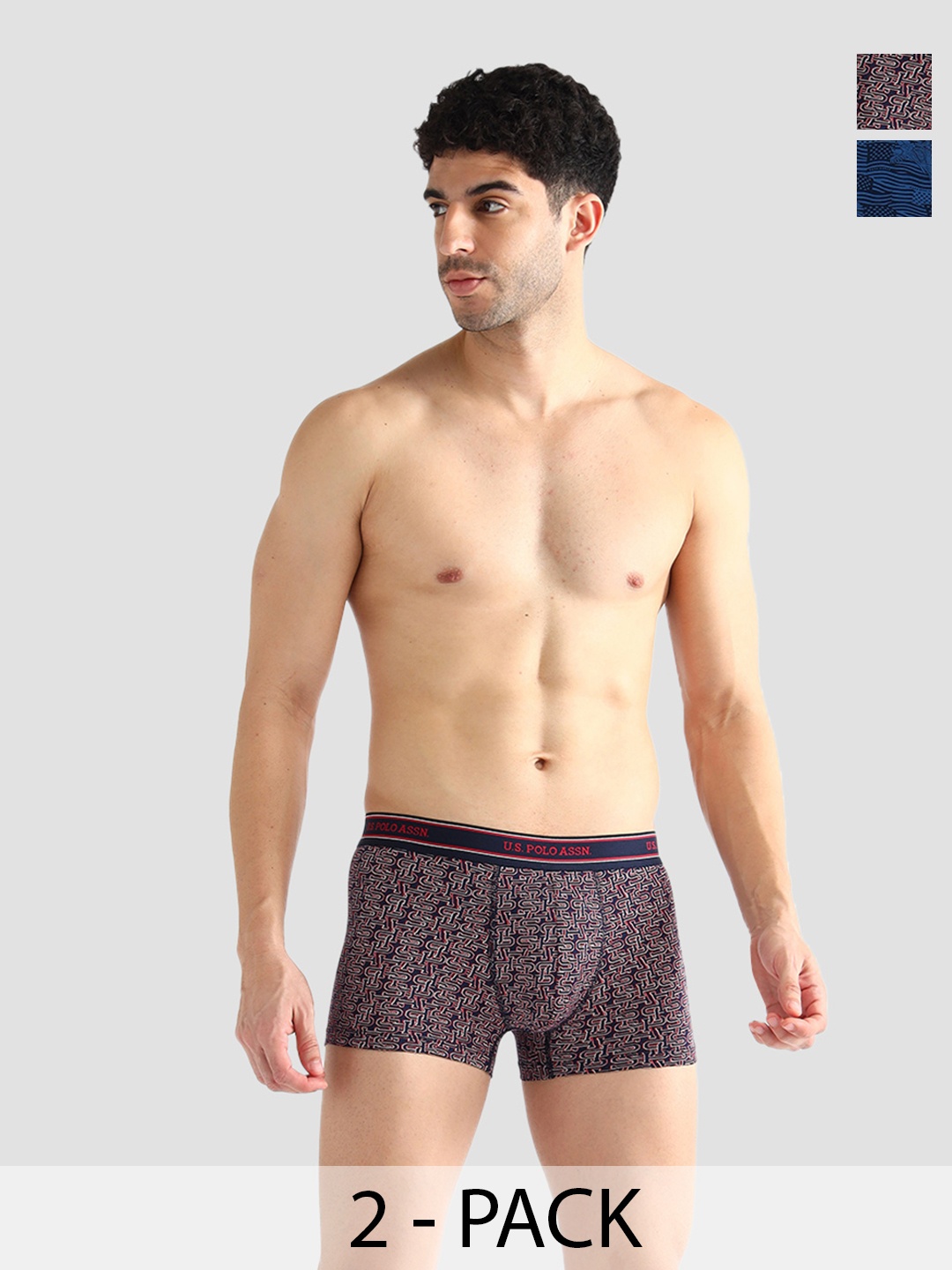 

U.S. Polo Assn. Pack Of 2 Printed Anti Bacterial Trunk I616-NB0-P2, Navy blue
