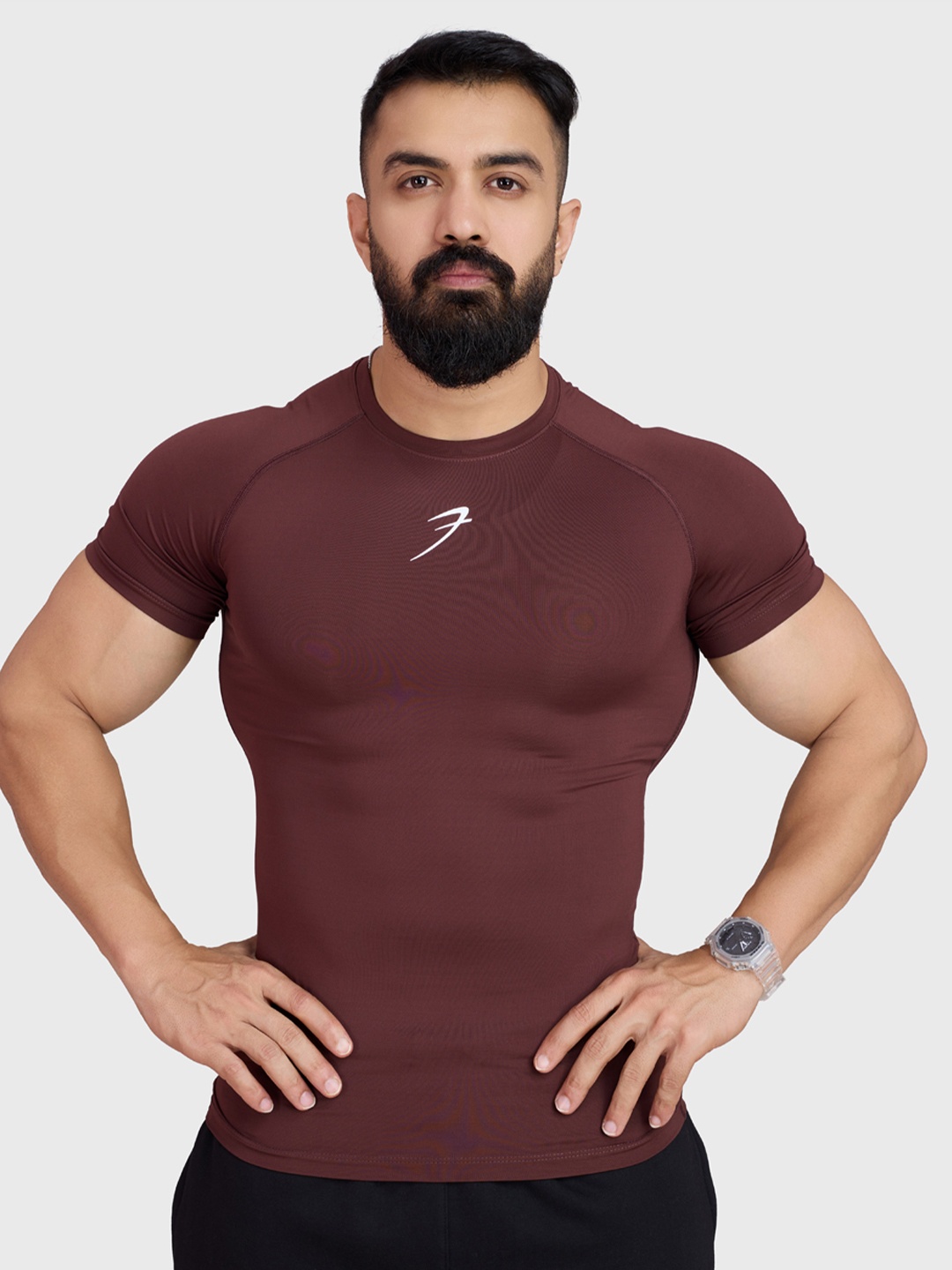 

FUAARK Men Dri-FIT Compression T-shirt, Brown