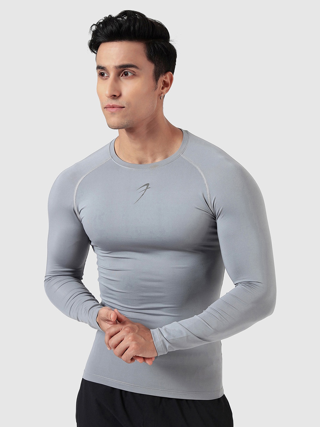 

FUAARK Men Stretchex Cut Outs Compression T-shirt, Grey