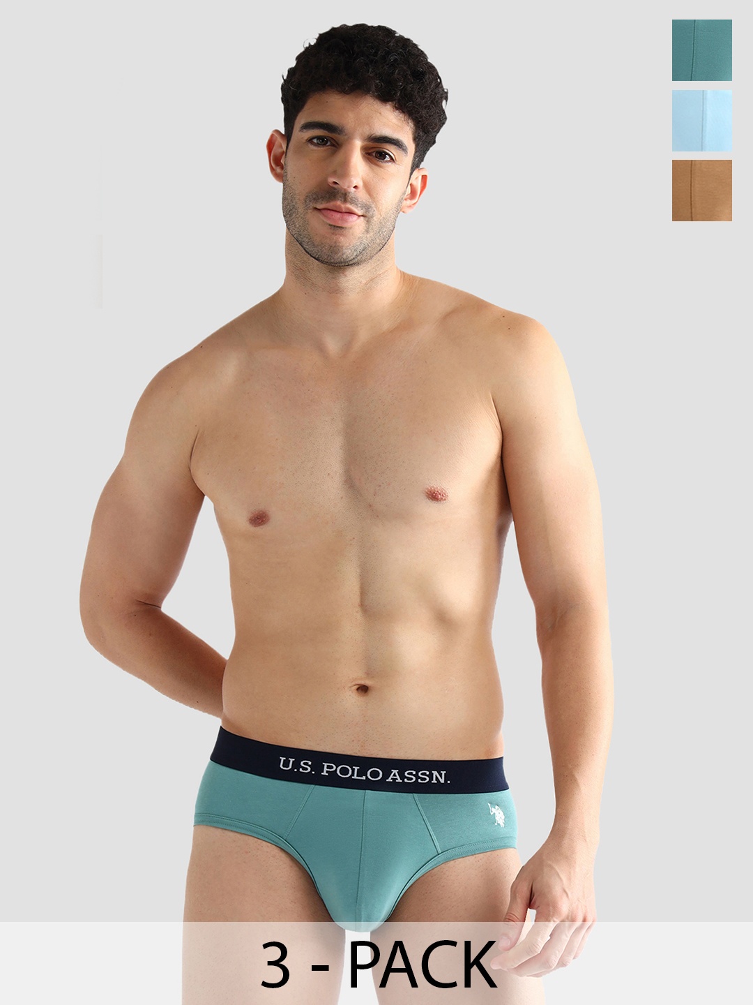 

U.S. Polo Assn.Pack Of 3 Mid-Rise Basic Briefs OEB13-DFB-P3, Green