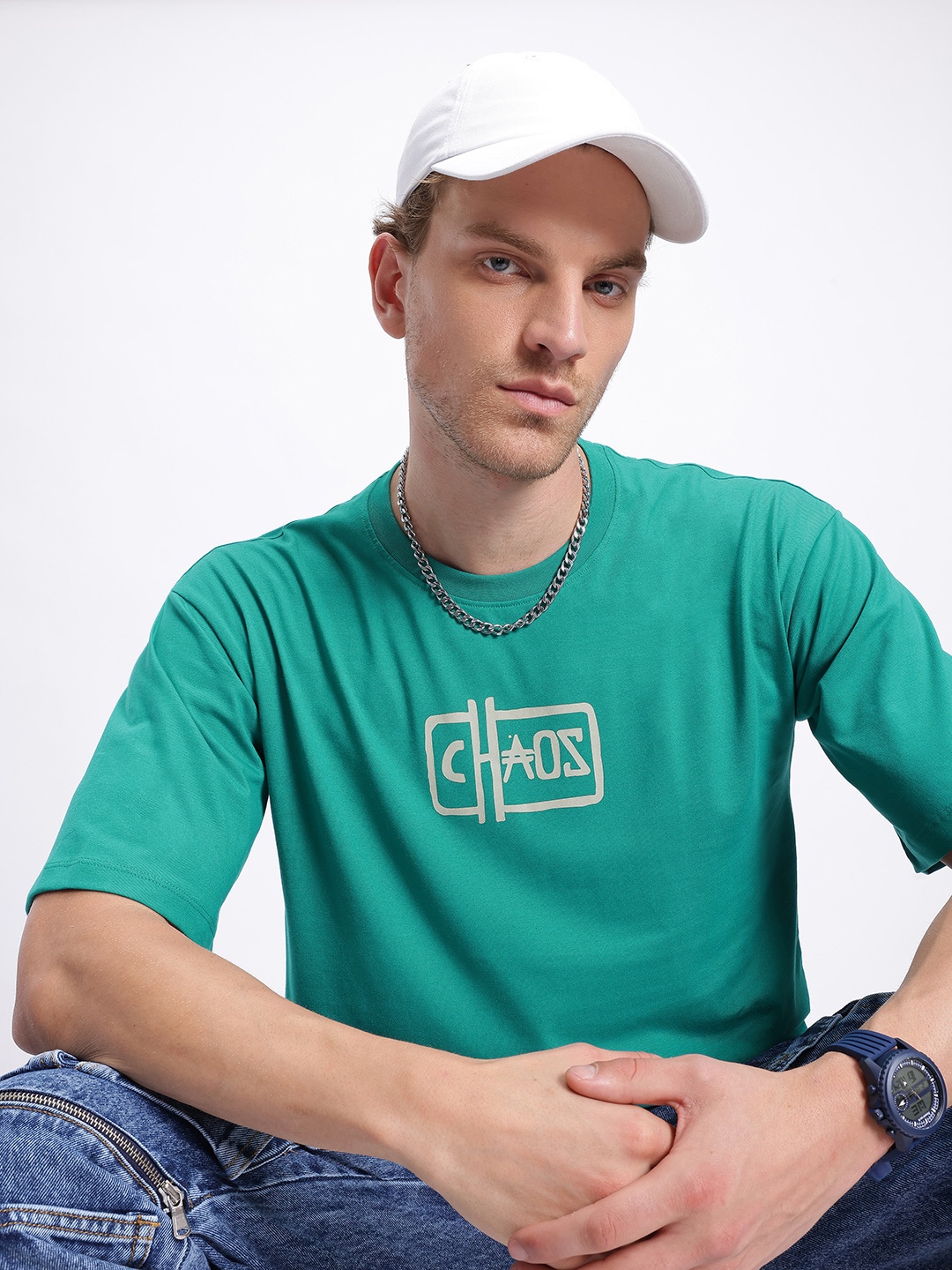 

glitchez Chaotic Chic Printed T-shirt, Green