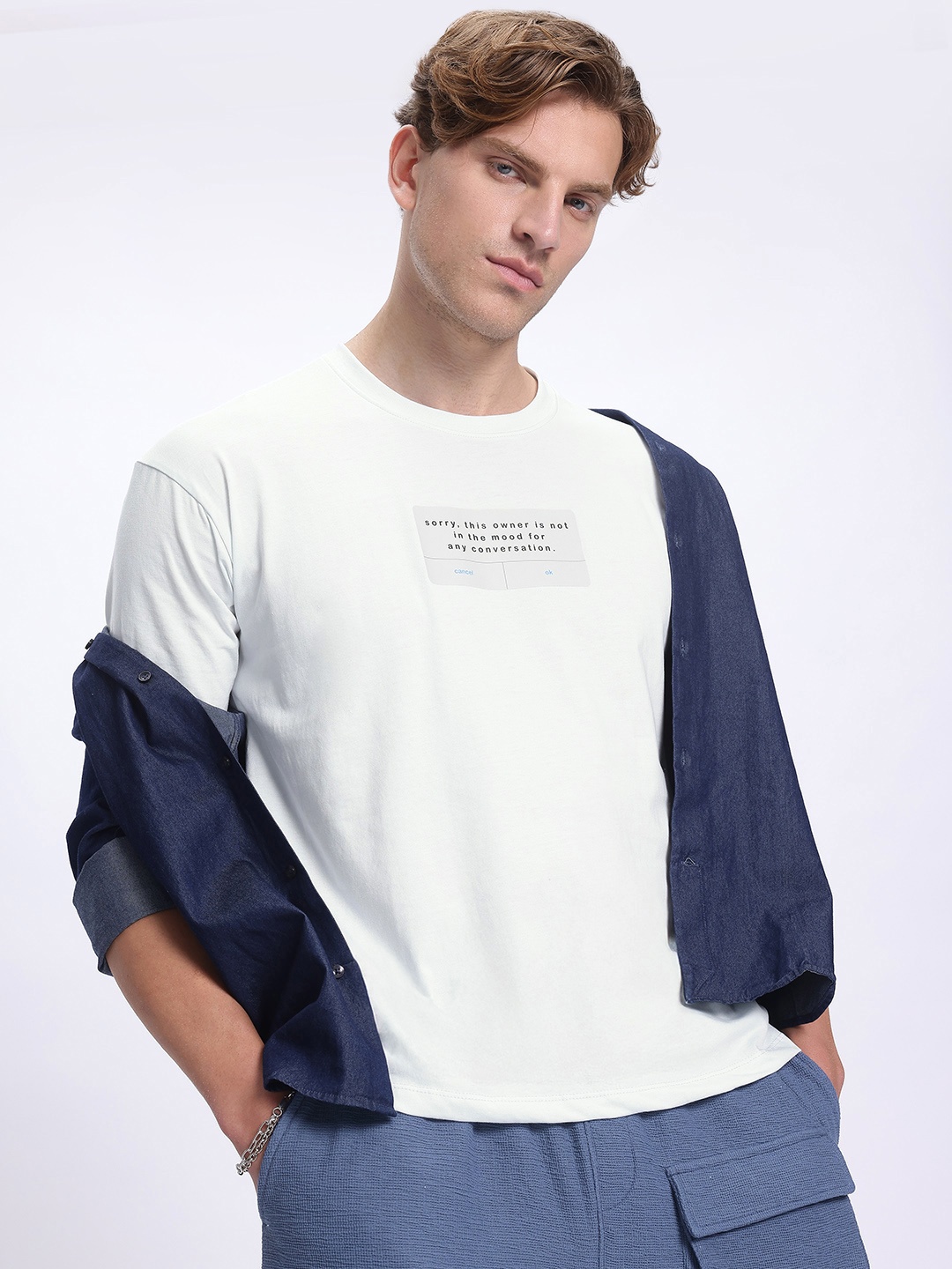 

glitchez Savage Statements Printed Relaxed Fit T-shirt, Off white
