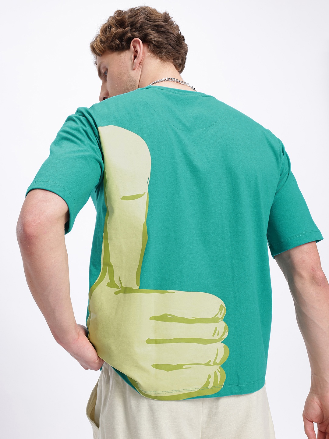 

glitchez Imperfectly Perfect Printed Oversized T-shirt, Green