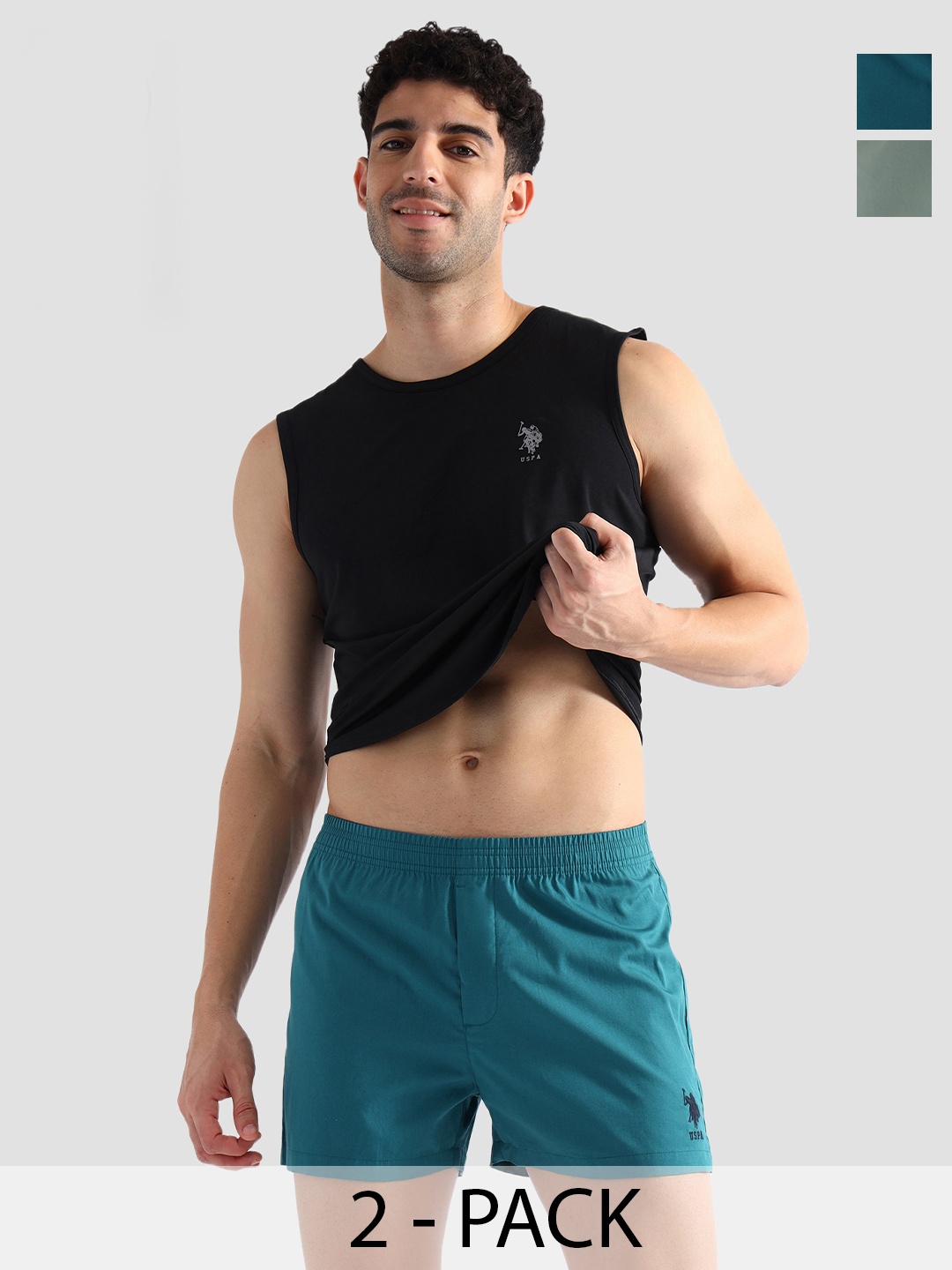 

U.S. Polo Assn. Pack Of 2 Cotton Boxers OEX08-BB0-P2, Green