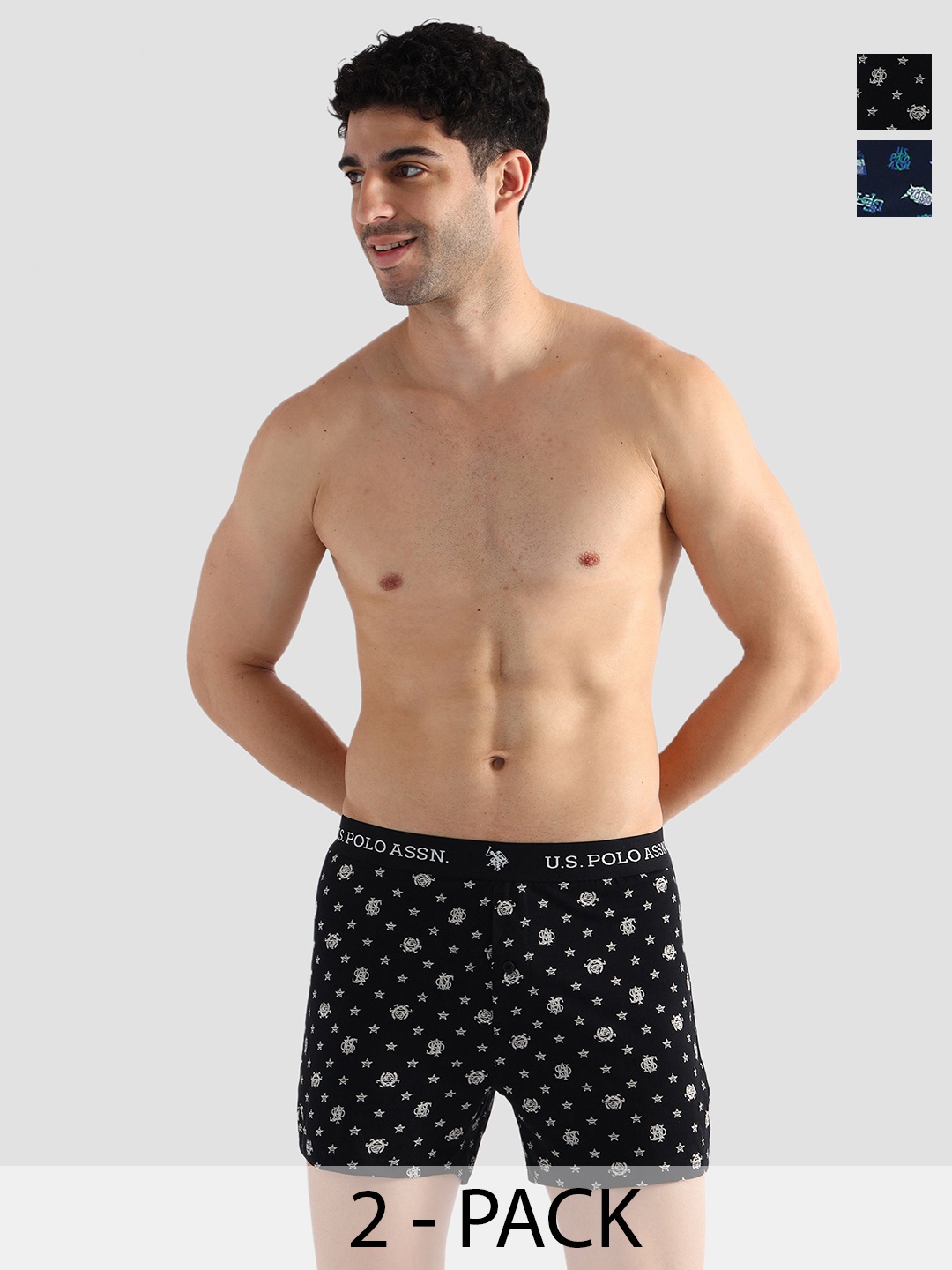

U.S. Polo Assn Pack Of 2 Pure Cotton Boxers OEX09-ZN0-P2, Black