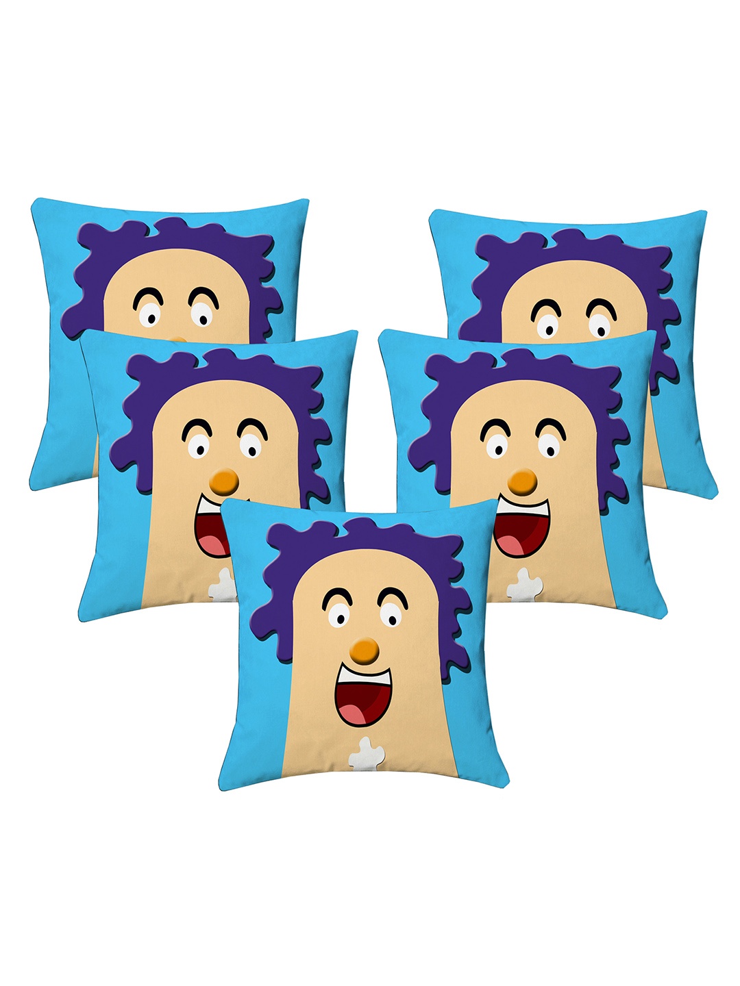 

Lushomes Blue & Beige 5 Pieces Abstract Square Cushion Covers