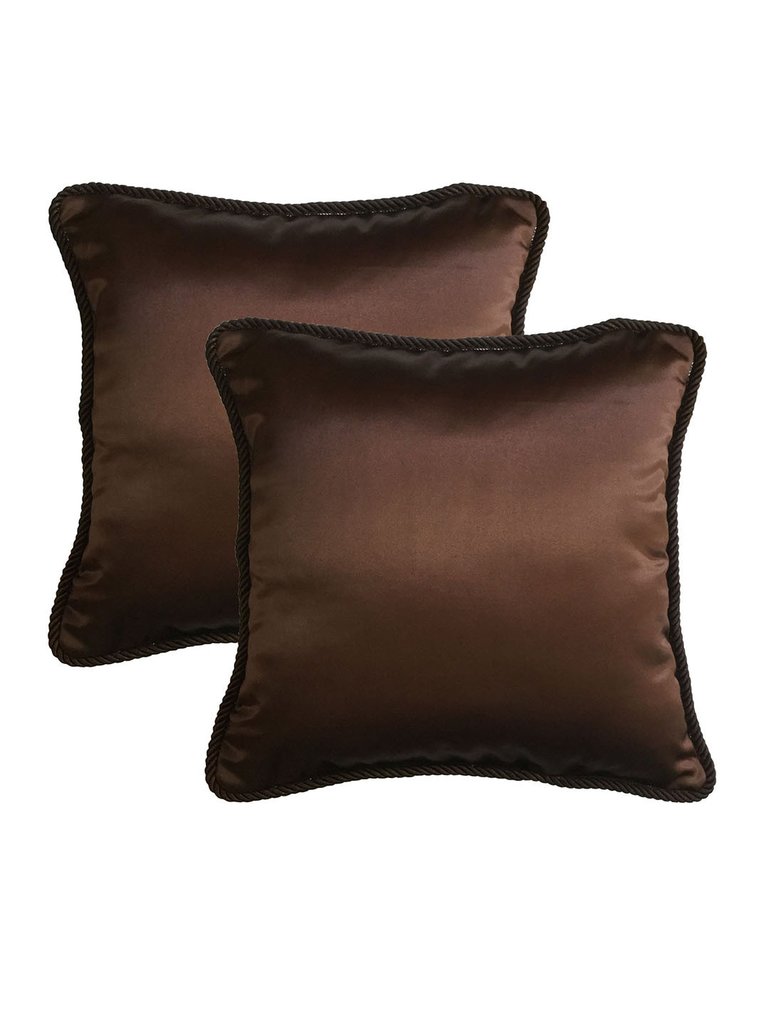 

Lushomes Brown Set of 2 Square Cushion Covers