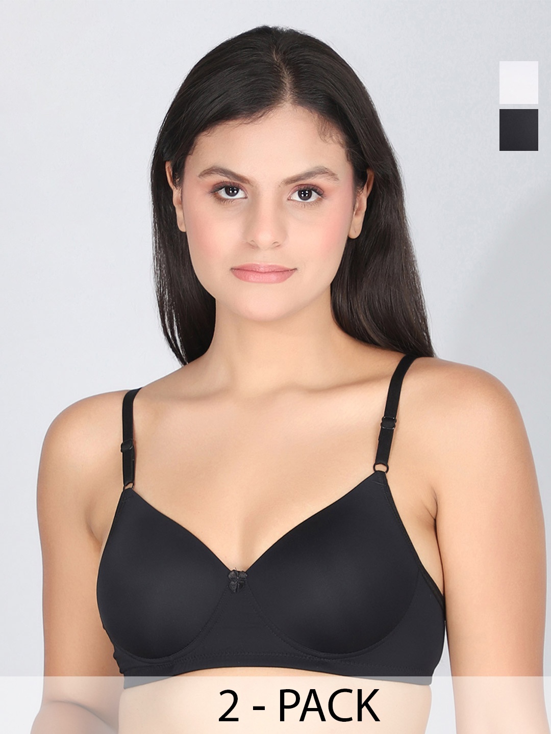 

StyFun Pack Of 2 Full Coverage Lightly Padded Everyday Bra, Black