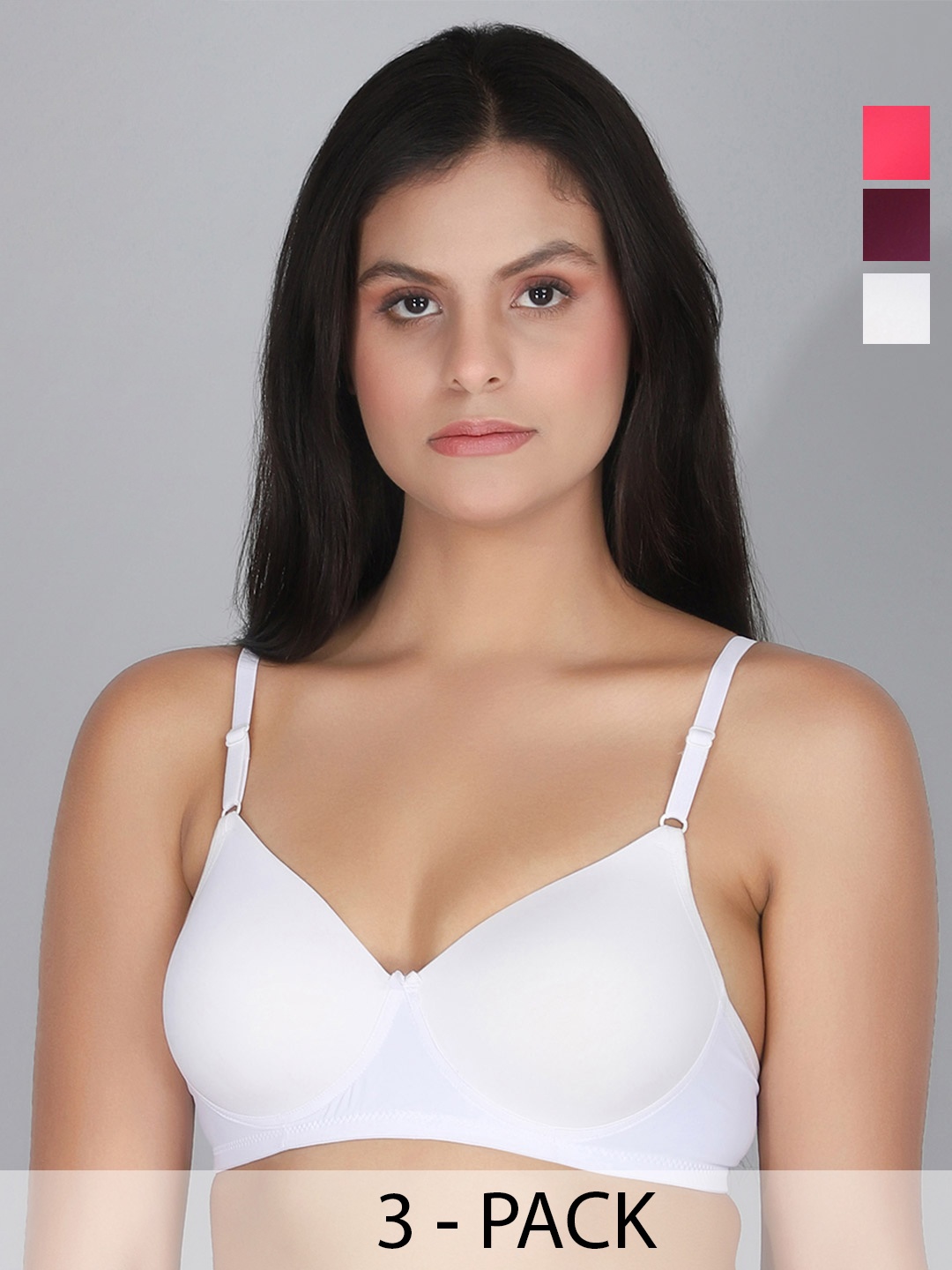 

StyFun Women Pack of 3 Full Coverage Lightly Padded Everyday Bra, White