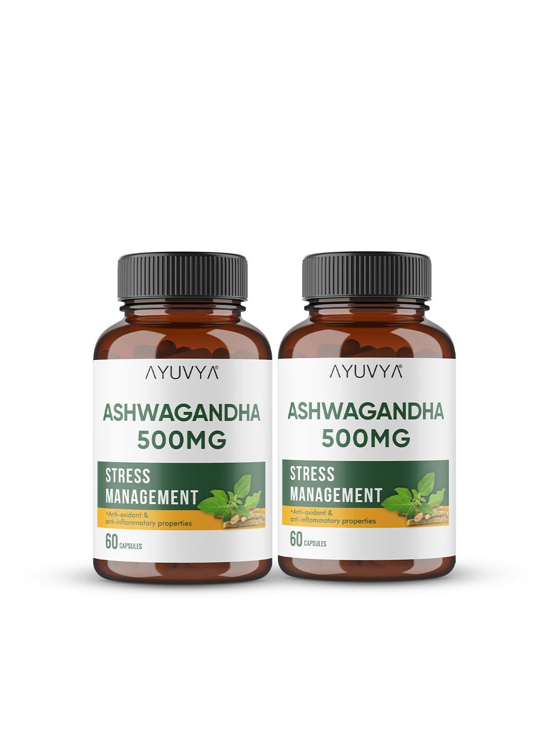 

Ayuvya Set Of 2 Ashwagandha Capsules For Immunity Booster - 60 N Each, Transparent