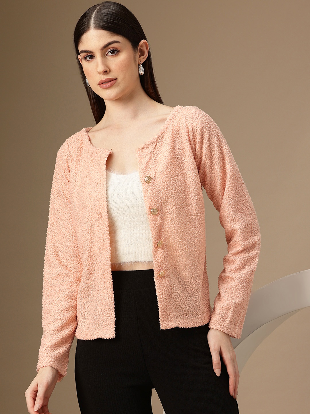 

Chemistry Woollen Cardigan, Peach