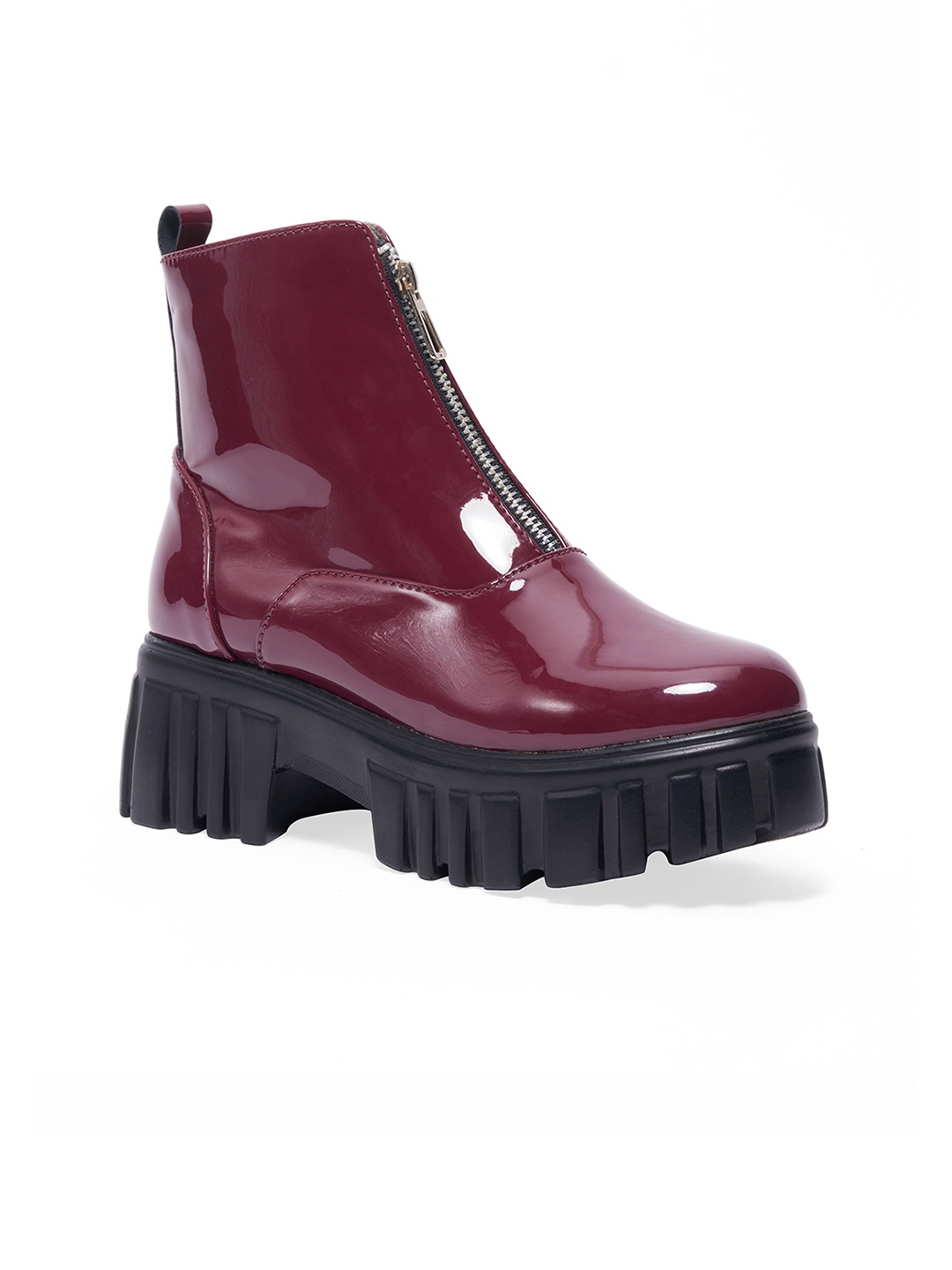 

ERIDANI Sybal Ankle Length Chunky Boots, Maroon