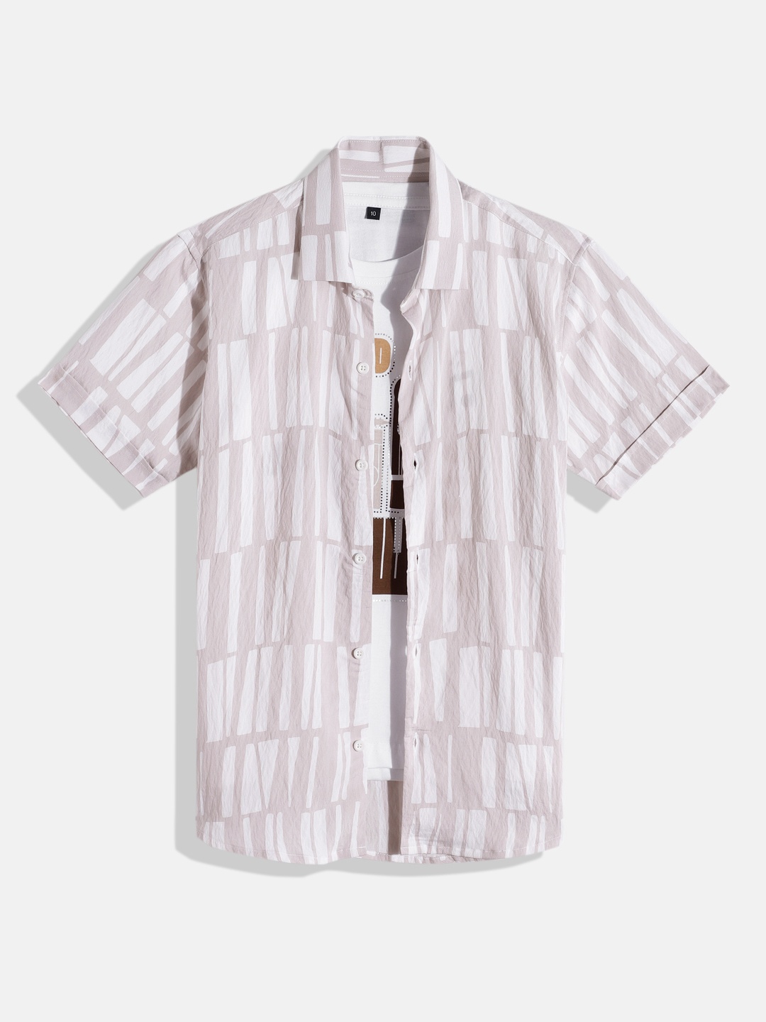 

CAVIO Boys Comfort Printed Casual Shirt with Tshirt, White