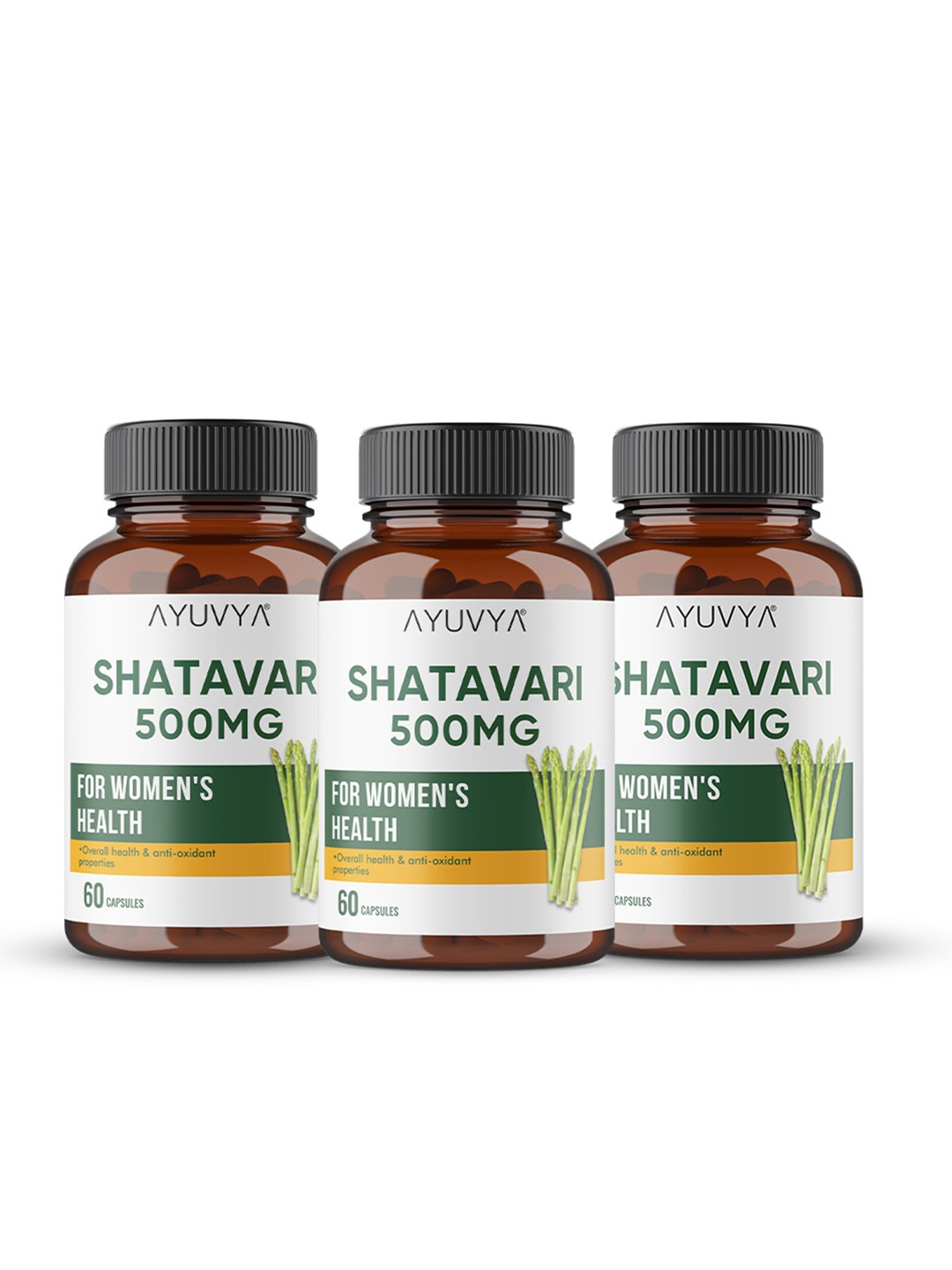 

Ayuvya Set Of 3 Shatavari Capsules For Immunity Booster - 60 N Each, Transparent