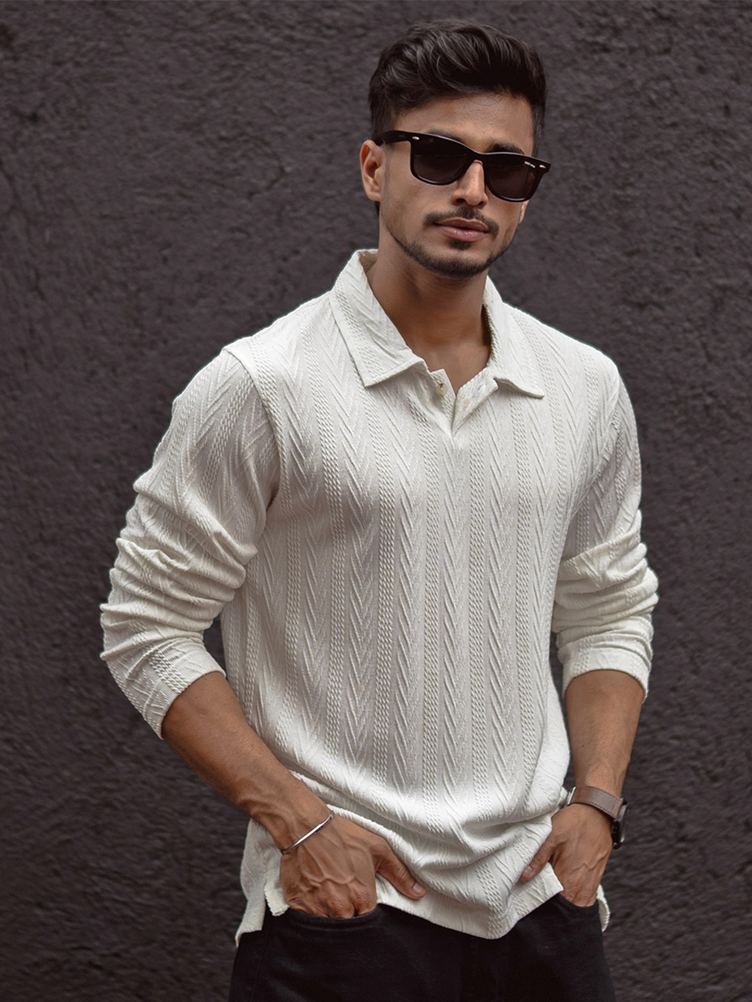 

Powerlook Men Polo Collar T-shirt, White