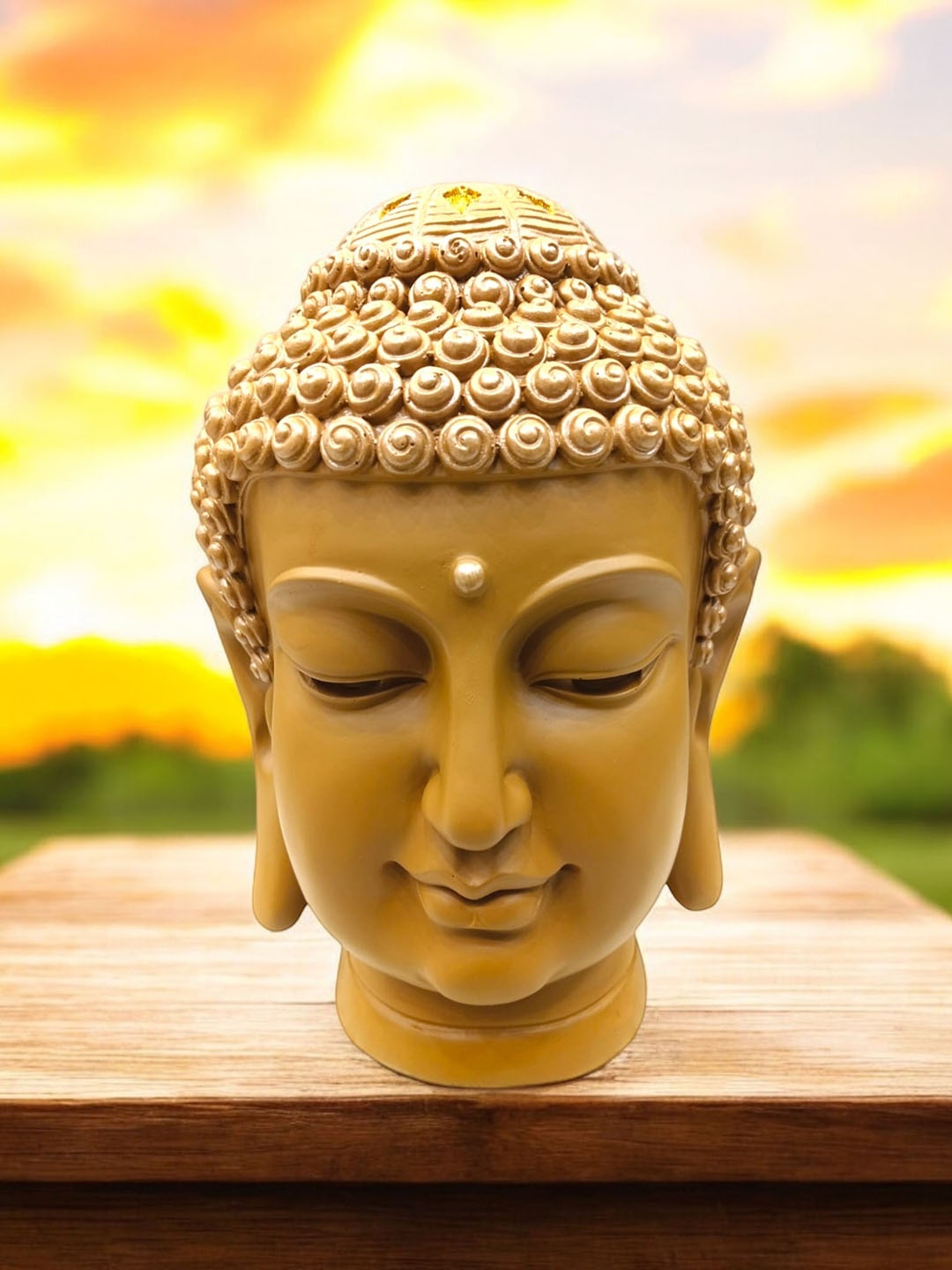 

SANKALAN CREATIONS Brown Buddha Head Statue Showpiece