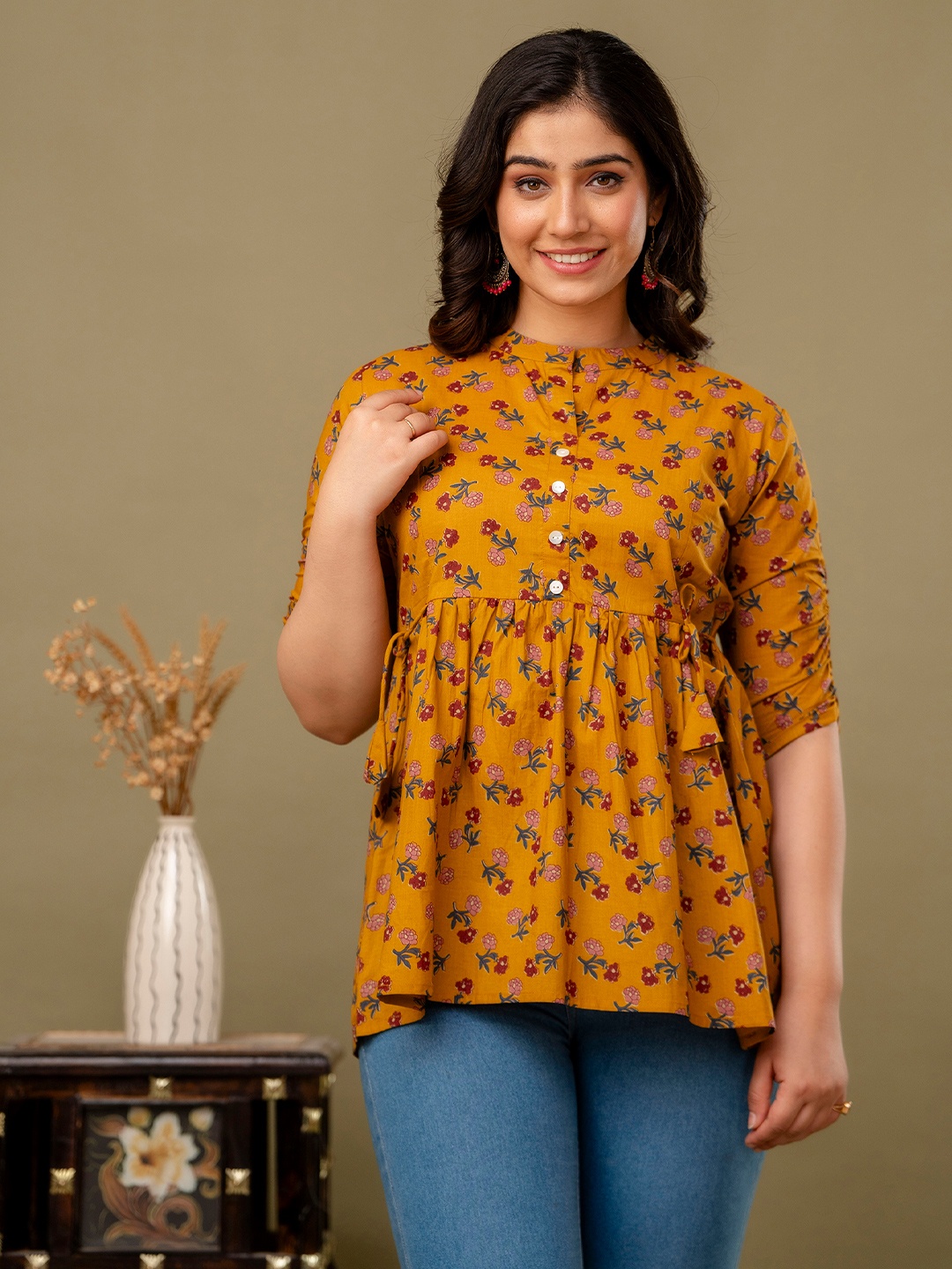 

MURLI KURTI Printed Ethnic Tunic, Orange