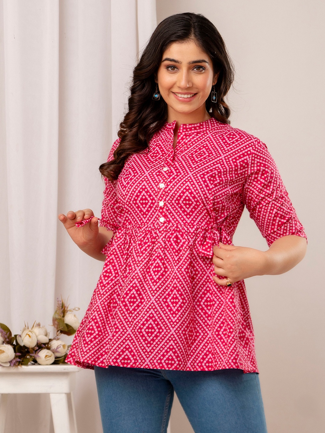 

MURLI KURTI Printed Tunic, Pink