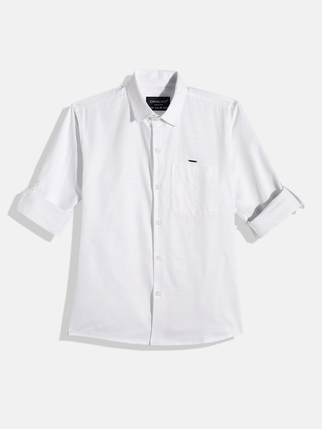 

CHARCHIT Boys Comfort Pure Cotton Casual Shirt, White