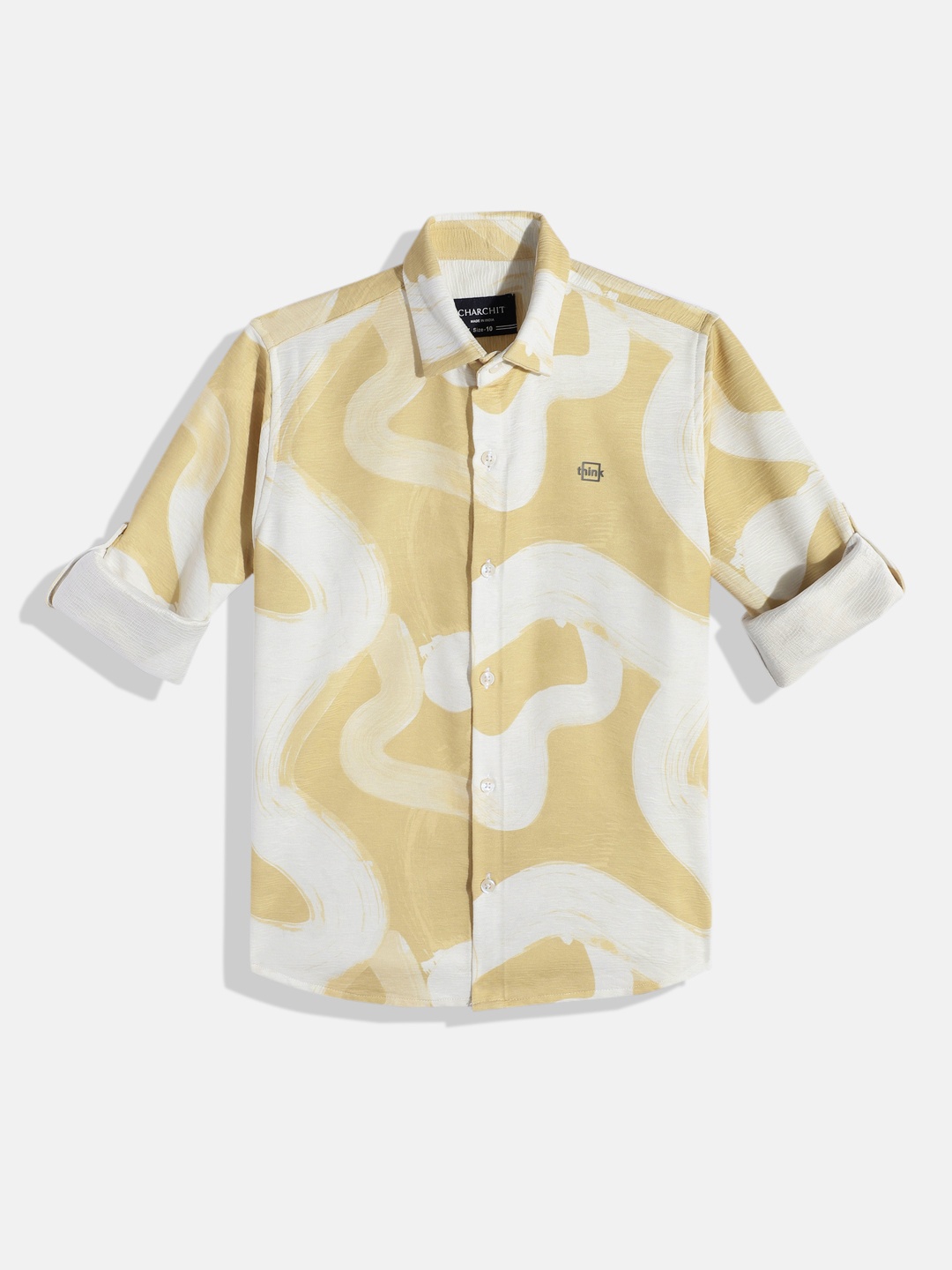 

CHARCHIT Boys Comfort Abstract Printed Casual Shirt, Yellow