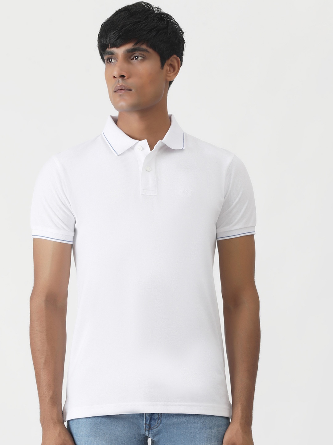 

Greenfibre Men Solid Polo Collar Slim Fit T-shirt, White