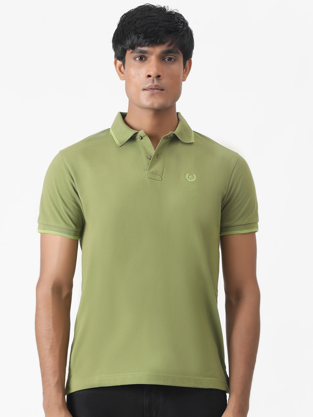 

Greenfibre Men Solid Slim Fit Polo Collar Casual T-shirt, Olive