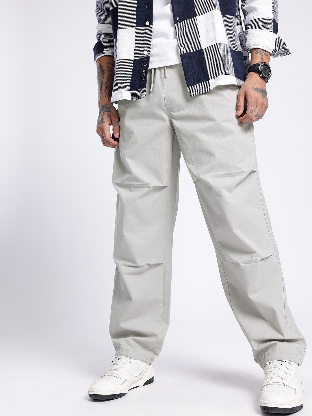 

glitchez Men Street Cool Relaxed Fit Trousers, Grey