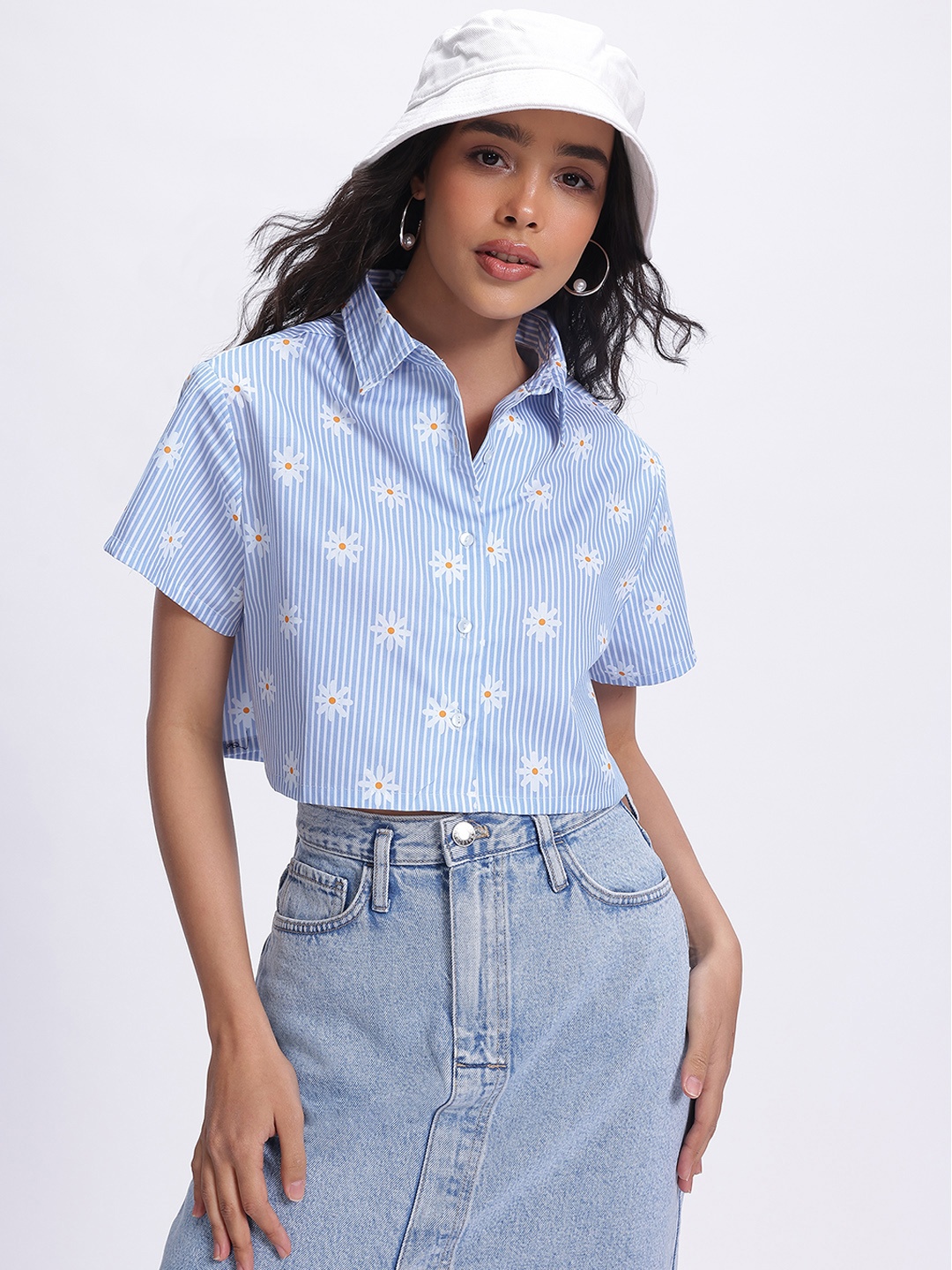 

glitchez Daisy Dreams Opaque Printed Casual Shirt, Blue