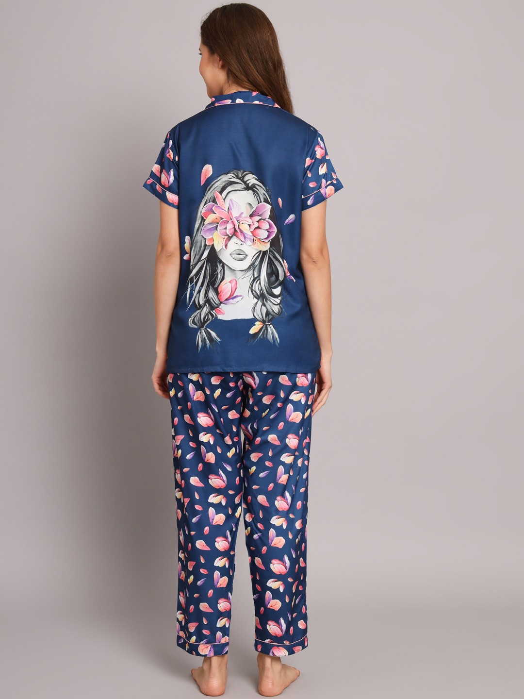 

Serenita Women Printed Pure Cotton Night Suit, Blue