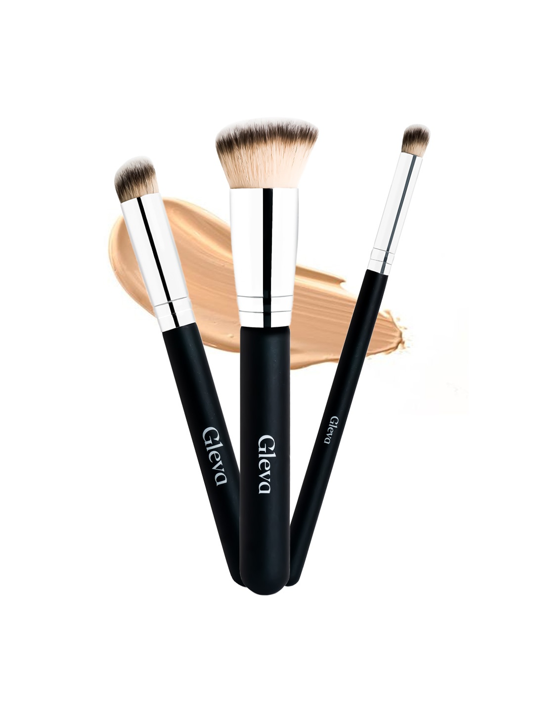 

Gleva Set Of 3 Angled, Concealer & Foundation Makeup Brush Set, Black