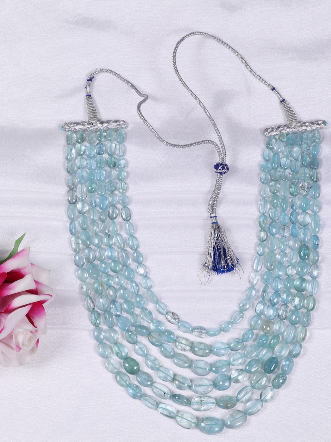 

Raj Gems Sterling Silver Amethyst Gemstone Beaded Statement Necklace, Blue