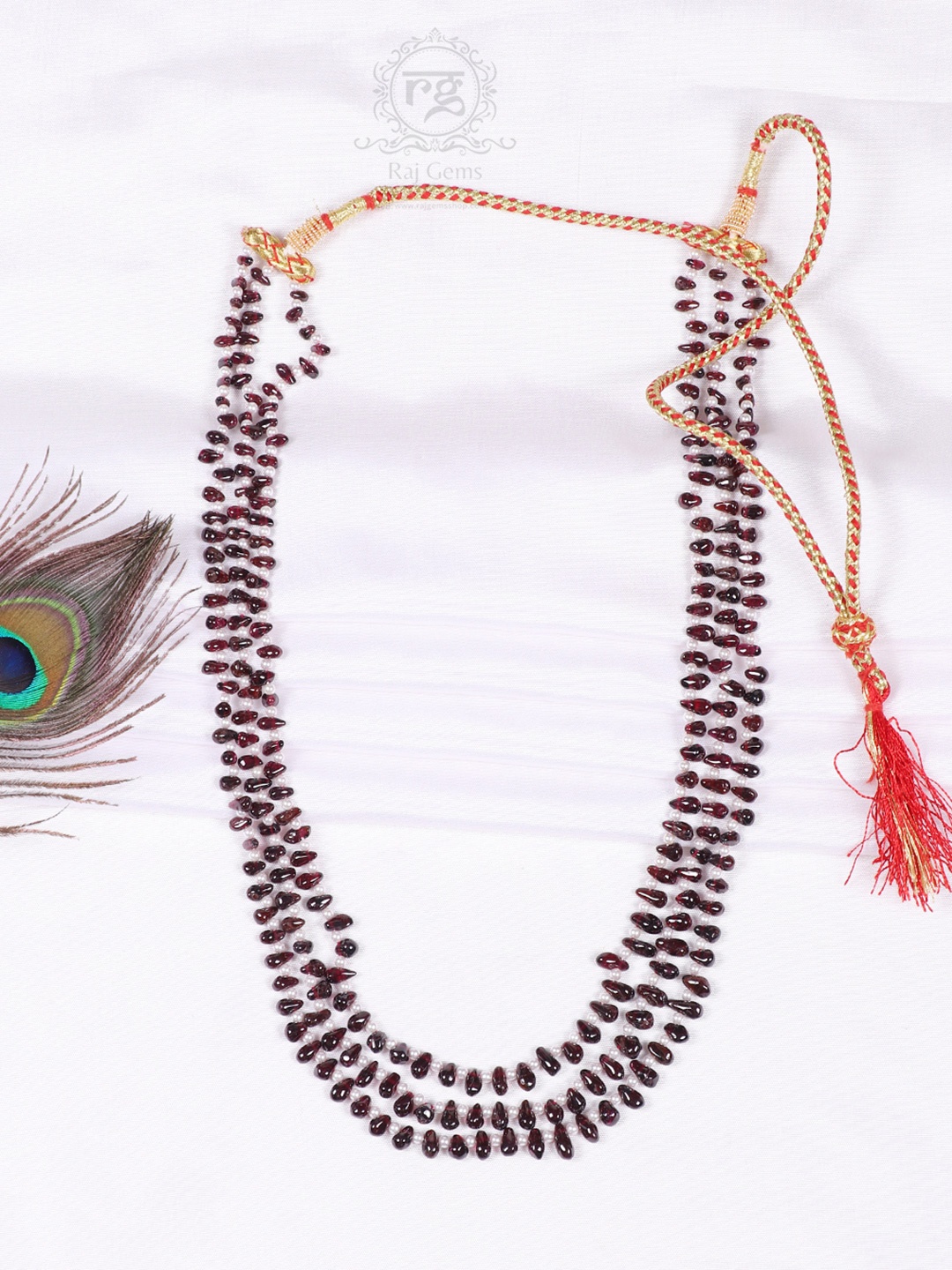 

Raj Gems Sterling Silver Garnet Gemstone Triangle Beaded Necklace, Brown
