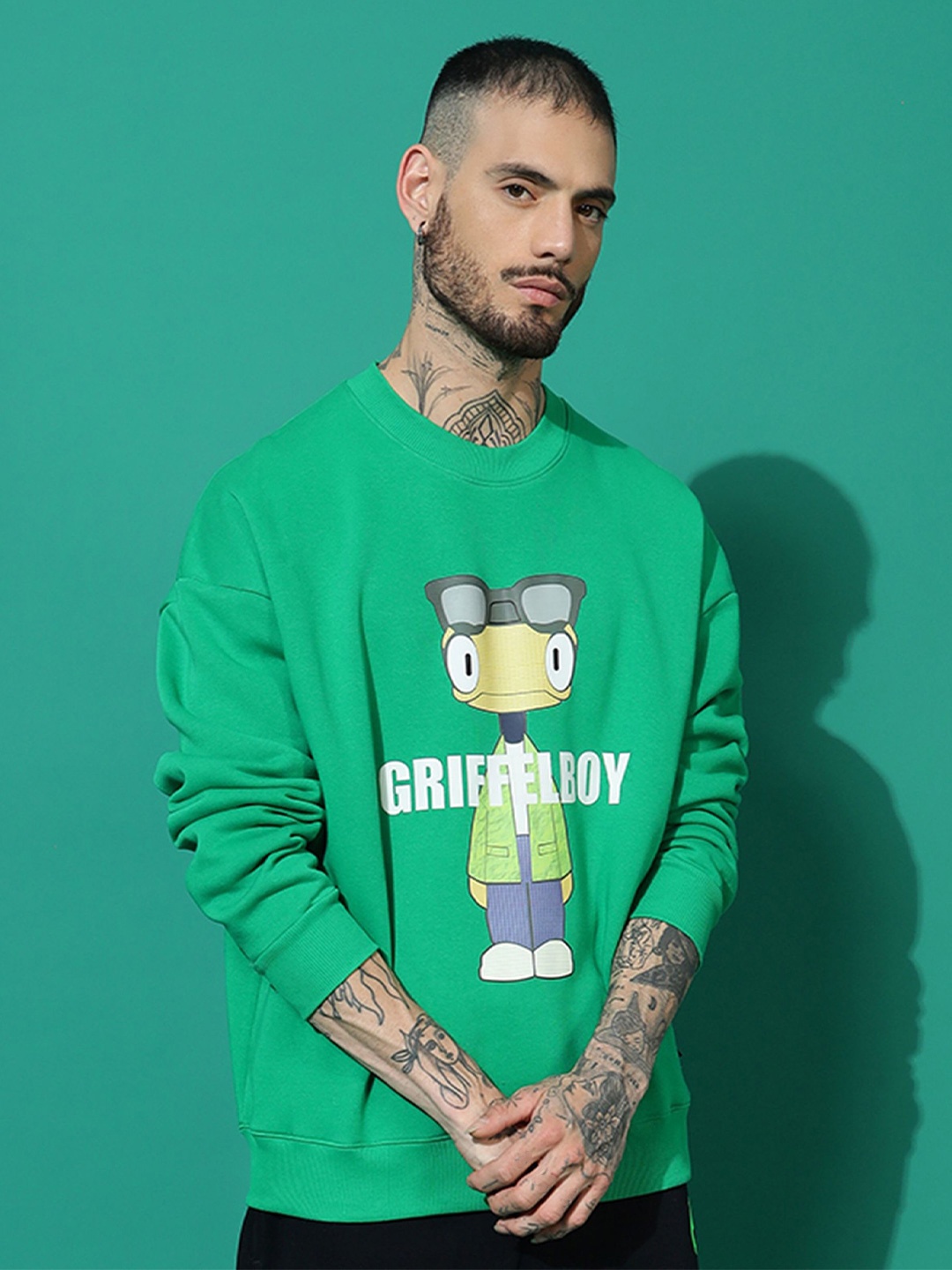 

GRIFFEL Men Graphic Printed Sweatshirt, Green