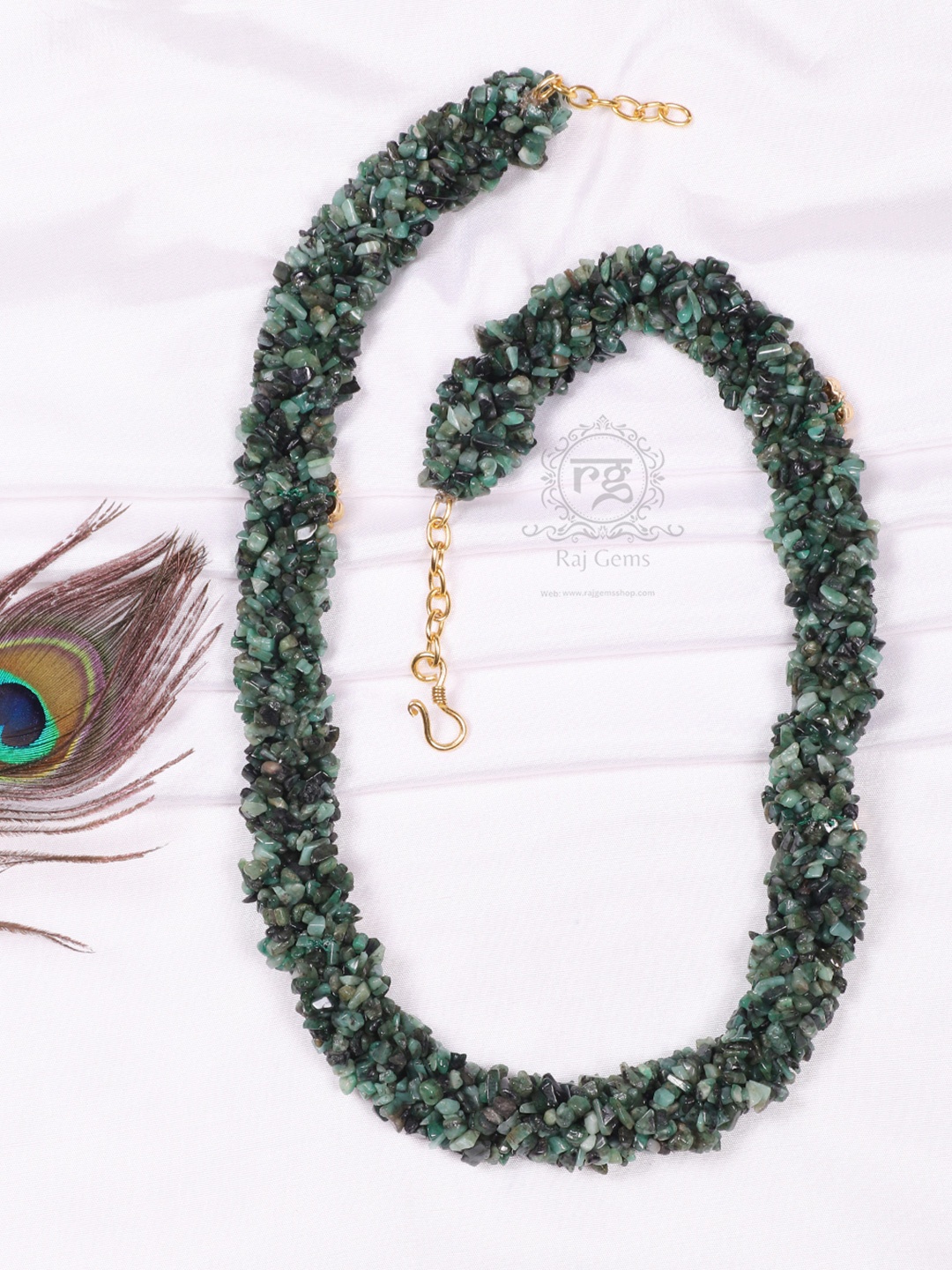 

Raj Gems 925 Silver Layered Emerald Gemstone Necklace
