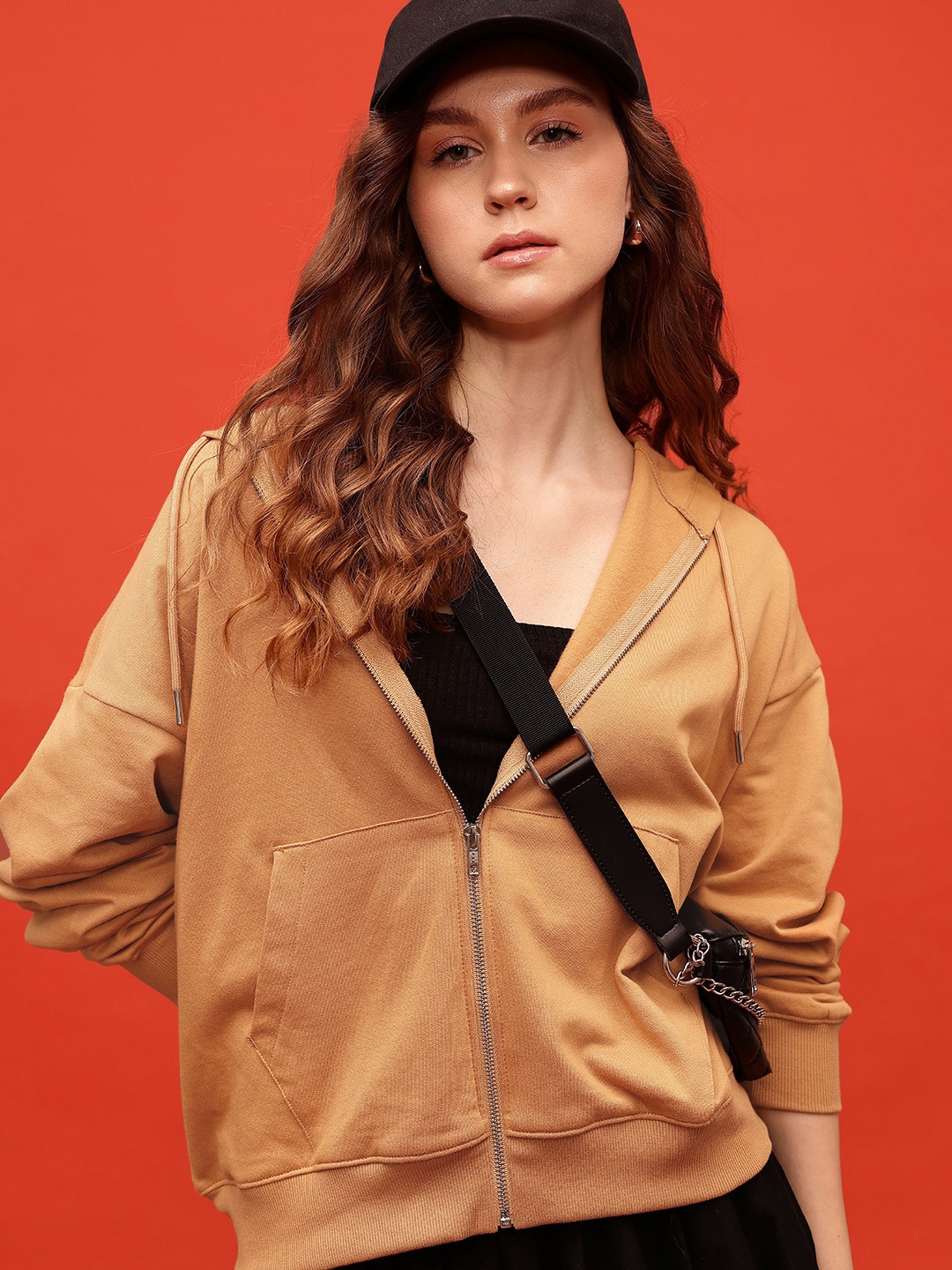 

glitchez Urban Savvy Hooded Oversized Sweatshirt, Camel brown