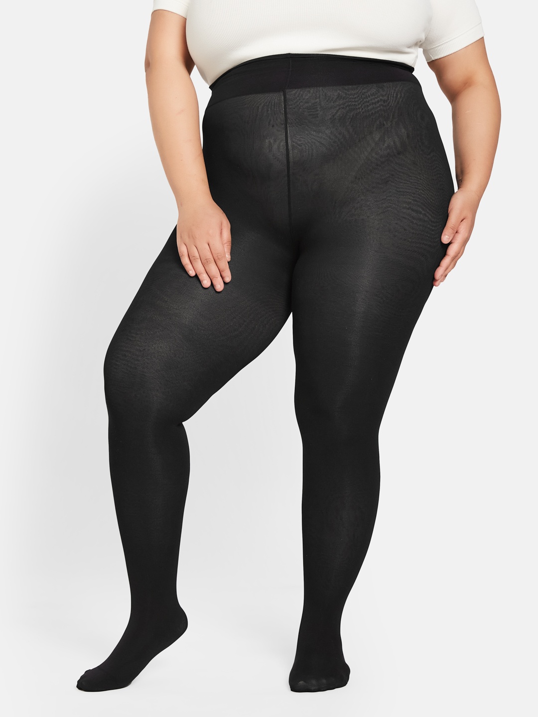 

Curves By ZeroKaata Plus Size High Waist Pantyhose Stockings, Black