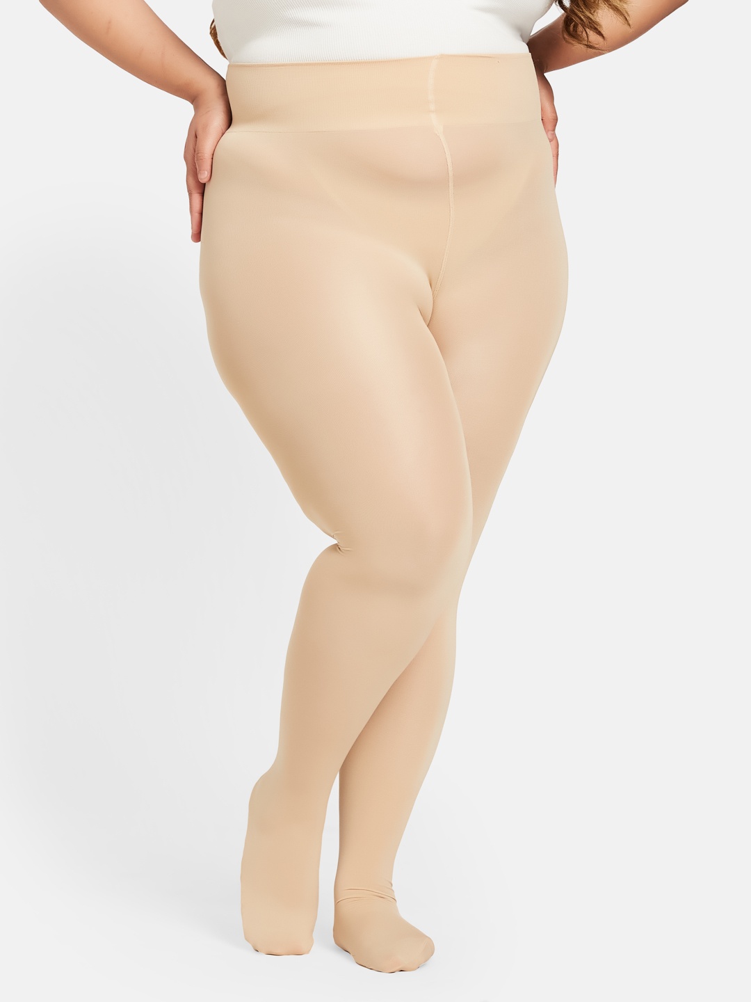 

Curves By ZeroKaata Plus Size High Waist Winter Fur Pantyhose Stockings, Nude