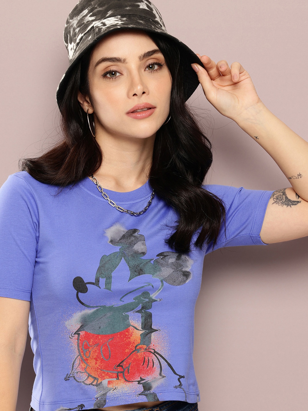 

Kook N Keech Disney Mickey Mouse Printed Crop T-shirt, Blue