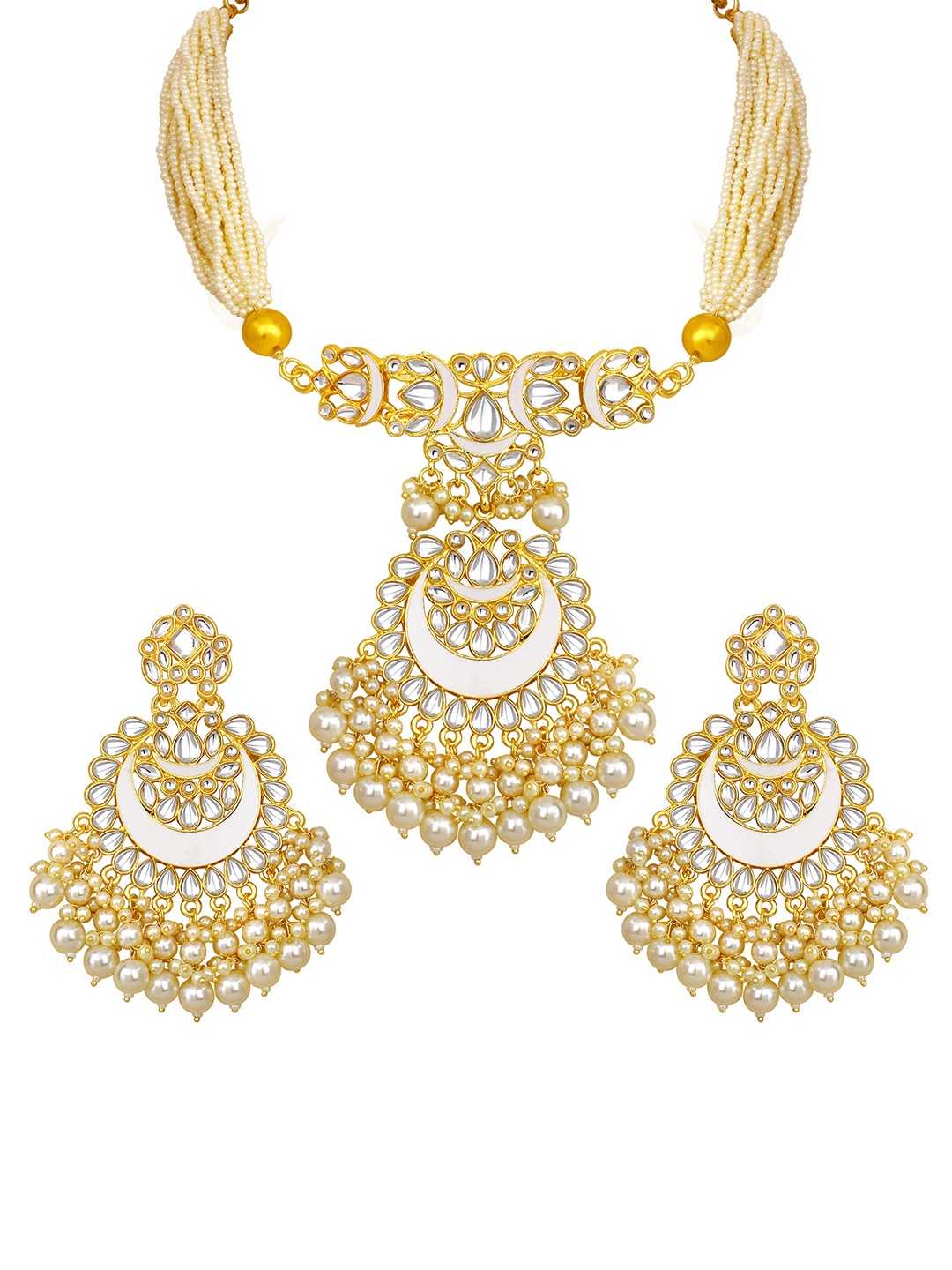 

Stefan Gold-Plated Kundan-Studded & Beaded Jewellery Set