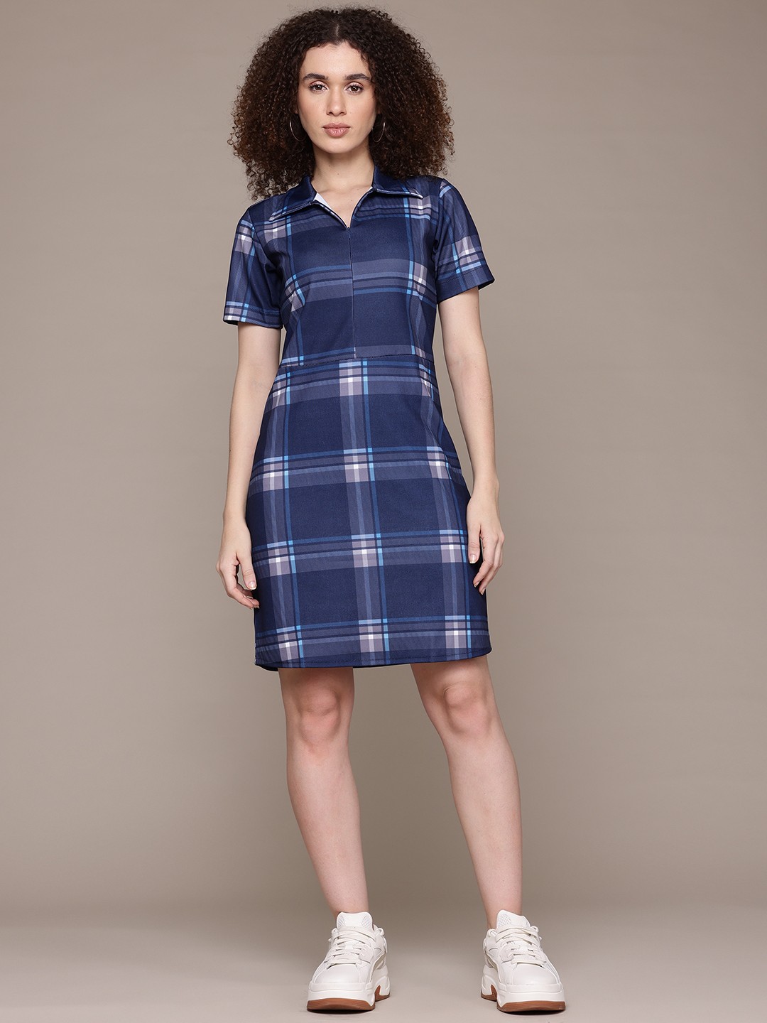 

Roadster Women Checked Shirt Dress, Blue