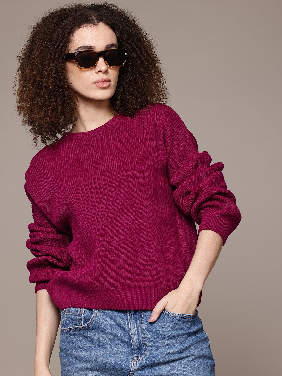 

The Roadster Lifestyle Co. Ribbed Pullover, Fuchsia