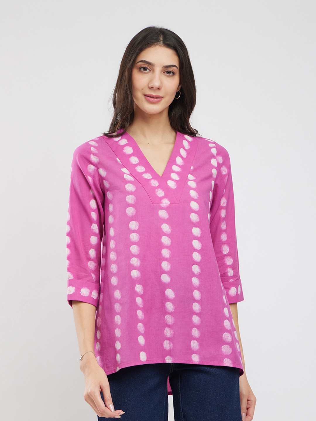 

Pink Fort Polka Dot Print Cotton Top