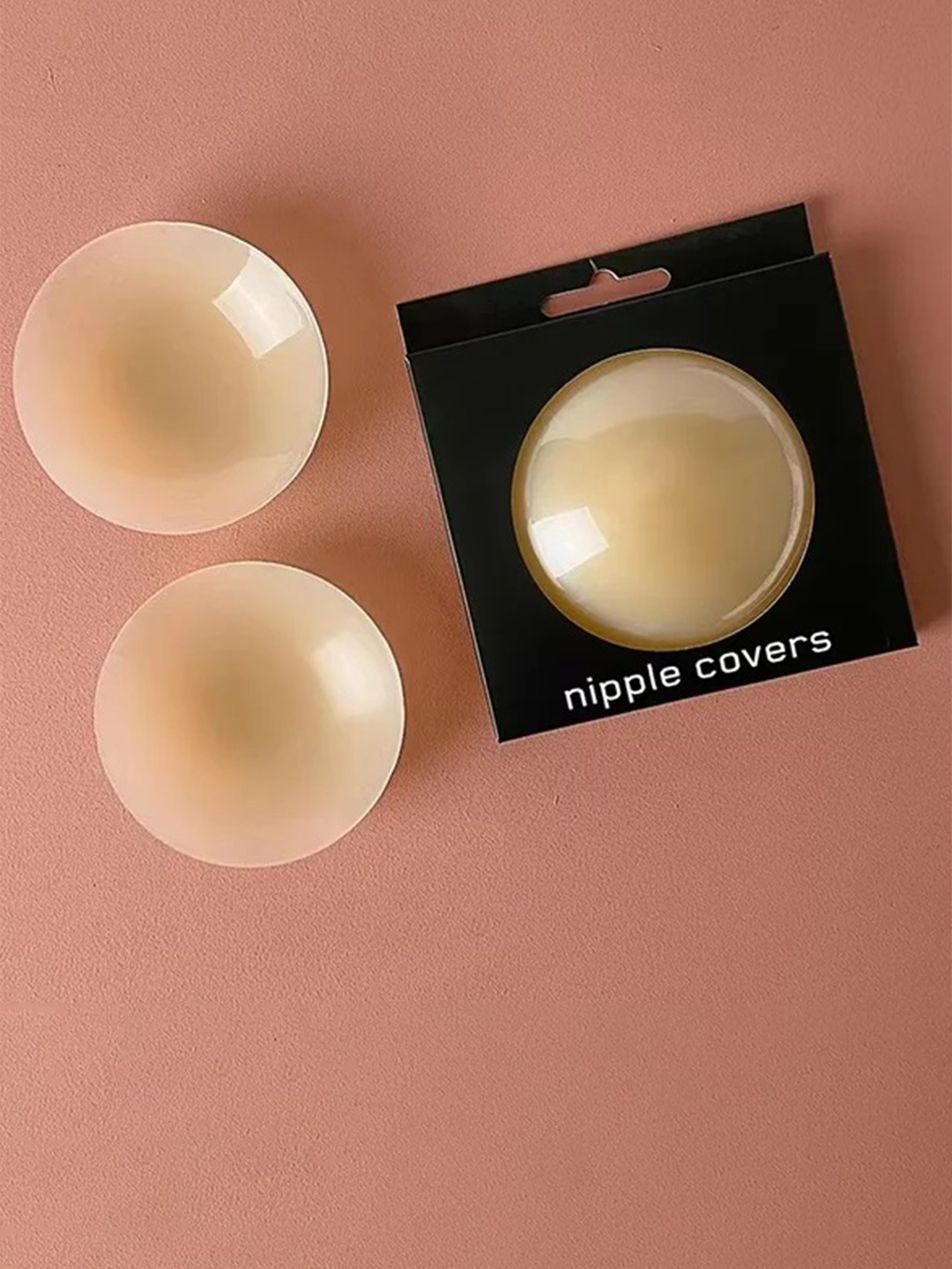 

PLUMBURY Reusable Non adhesive Stick On Silicone Nipple Cover Pasties, Nude